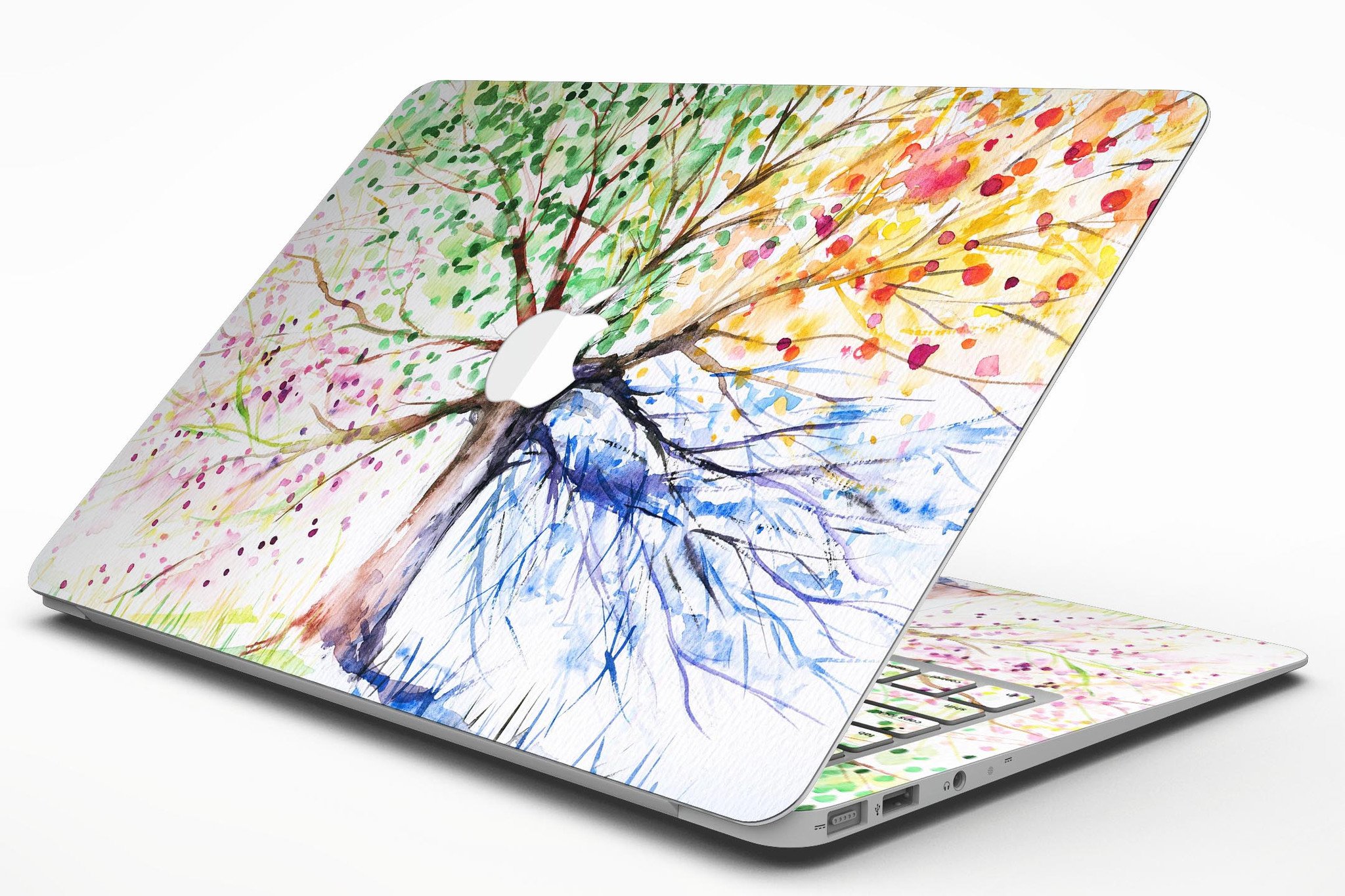 Colorful Abstract WaterColor Vivid Tree skin for MacBook Air, showcasing vibrant colors and artistic design.