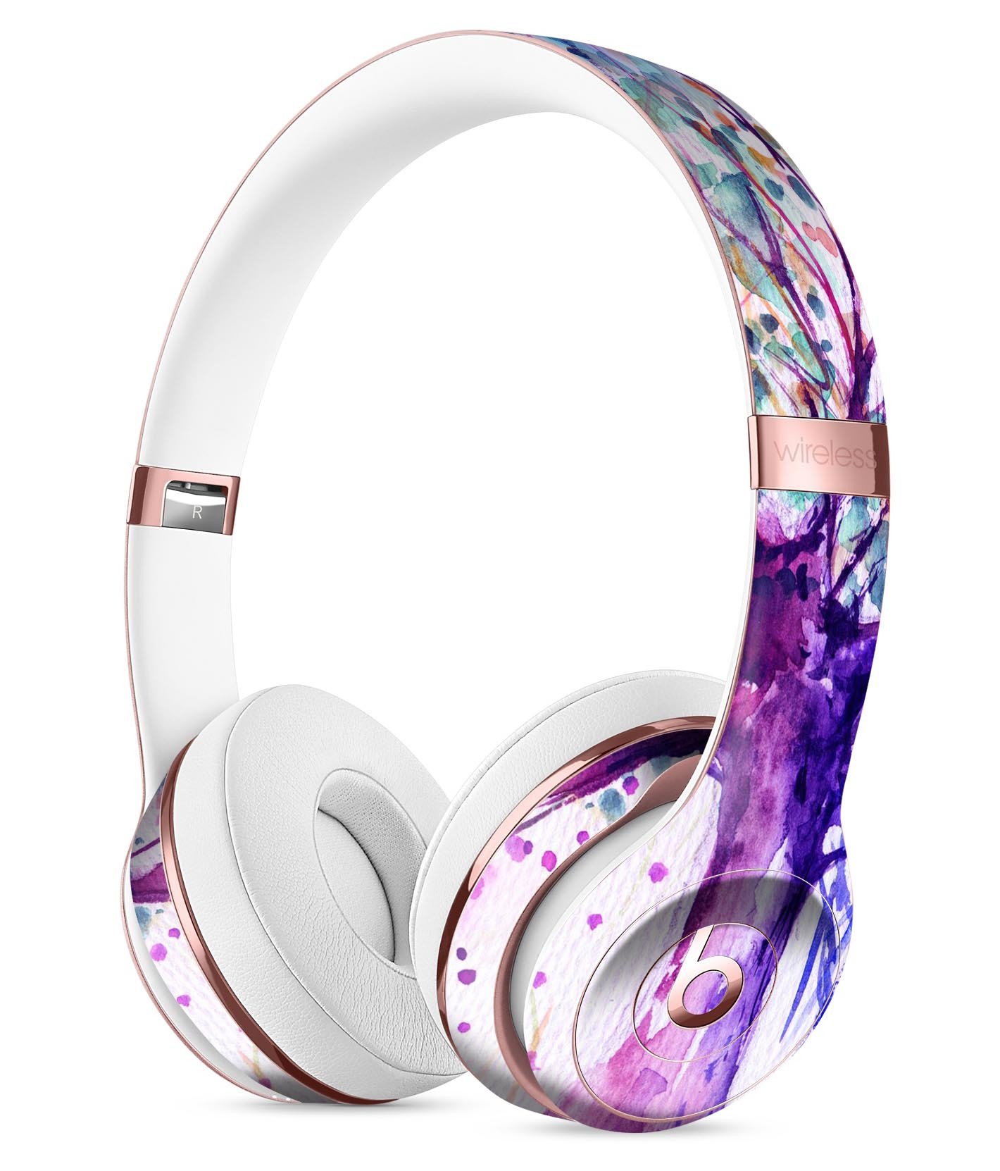 Abstract Colorful WaterColor Vivid Tree V2 Full-Body Skin Kit for Beats by Dre Solo 3 Wireless Headphones, showcasing vibrant colors and intricate design.