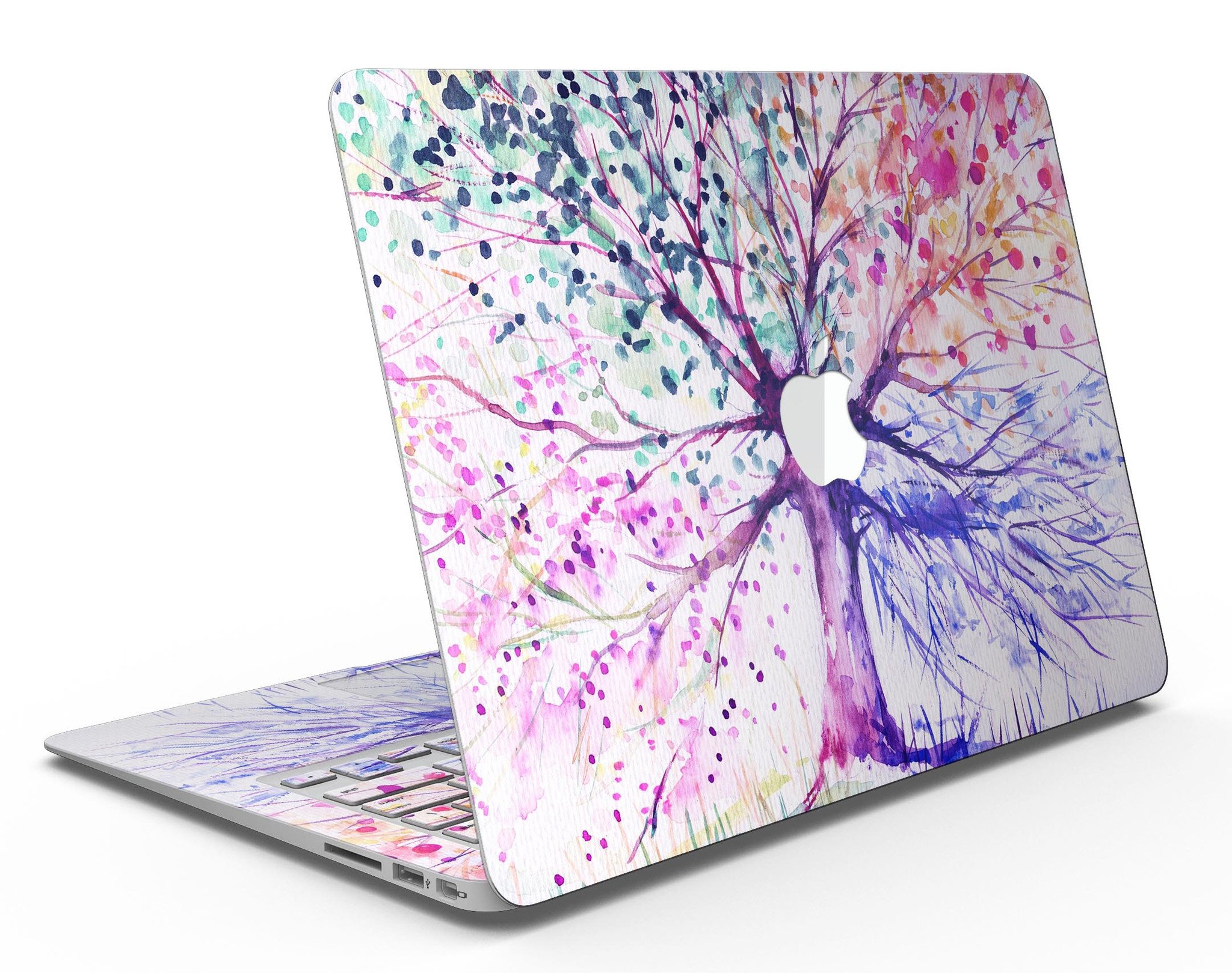 Abstract Colorful WaterColor Vivid Tree V2 skin for MacBook Air, showcasing vibrant colors and artistic design.