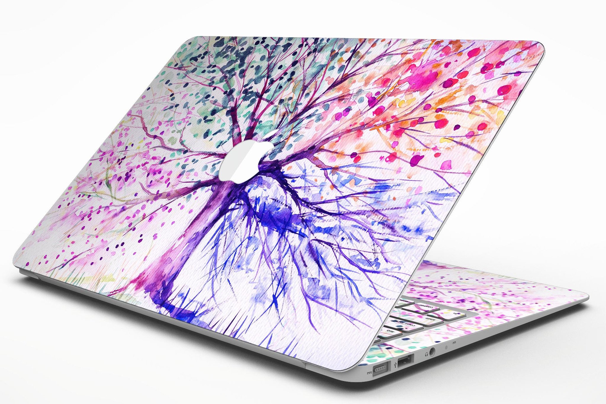 Abstract Colorful WaterColor Vivid Tree V2 skin for MacBook Air, showcasing vibrant colors and artistic design.