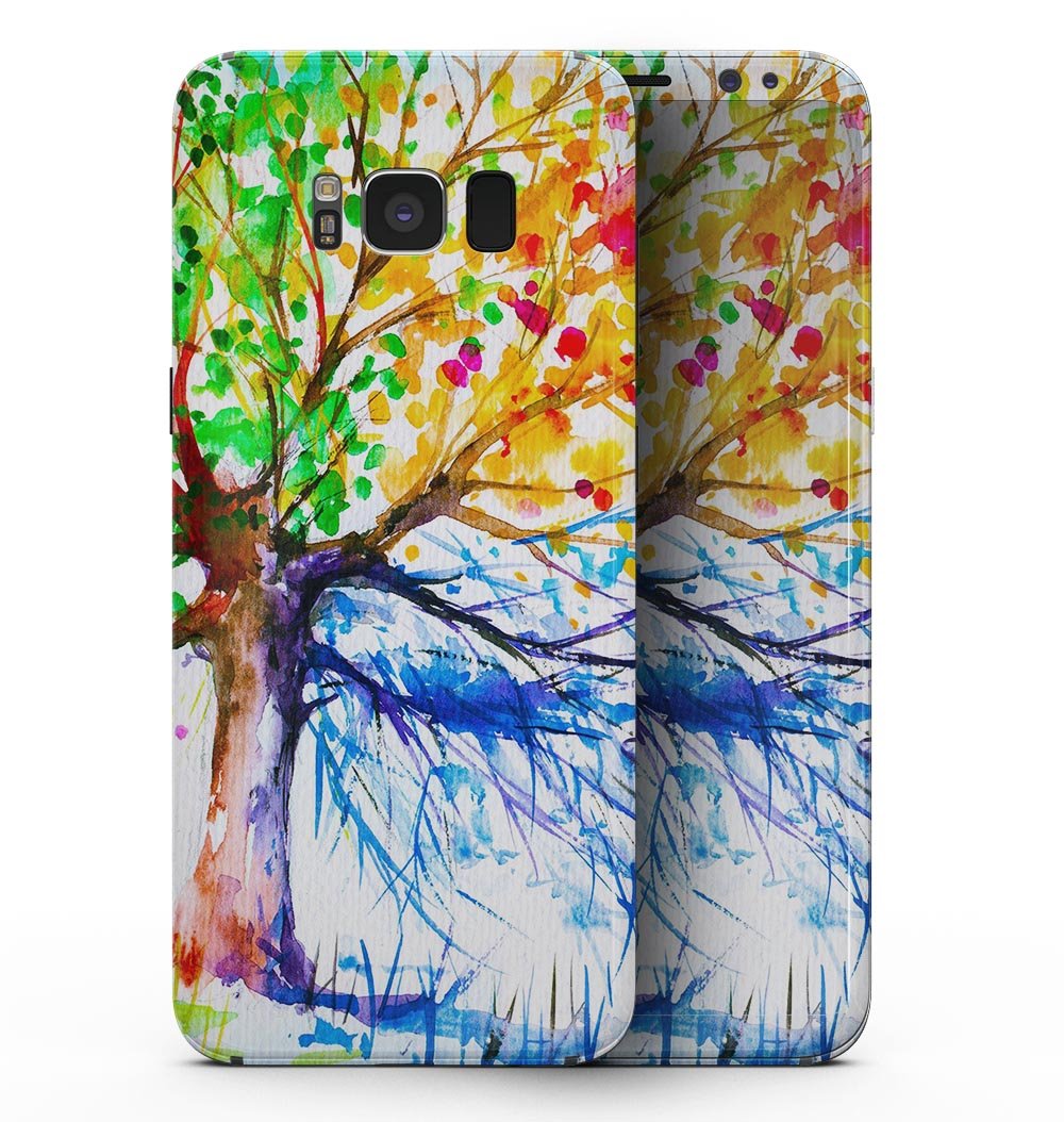 Abstract Colorful WaterColor Vivid Tree V3 skin for Samsung Galaxy S8, showcasing vibrant colors and artistic design.