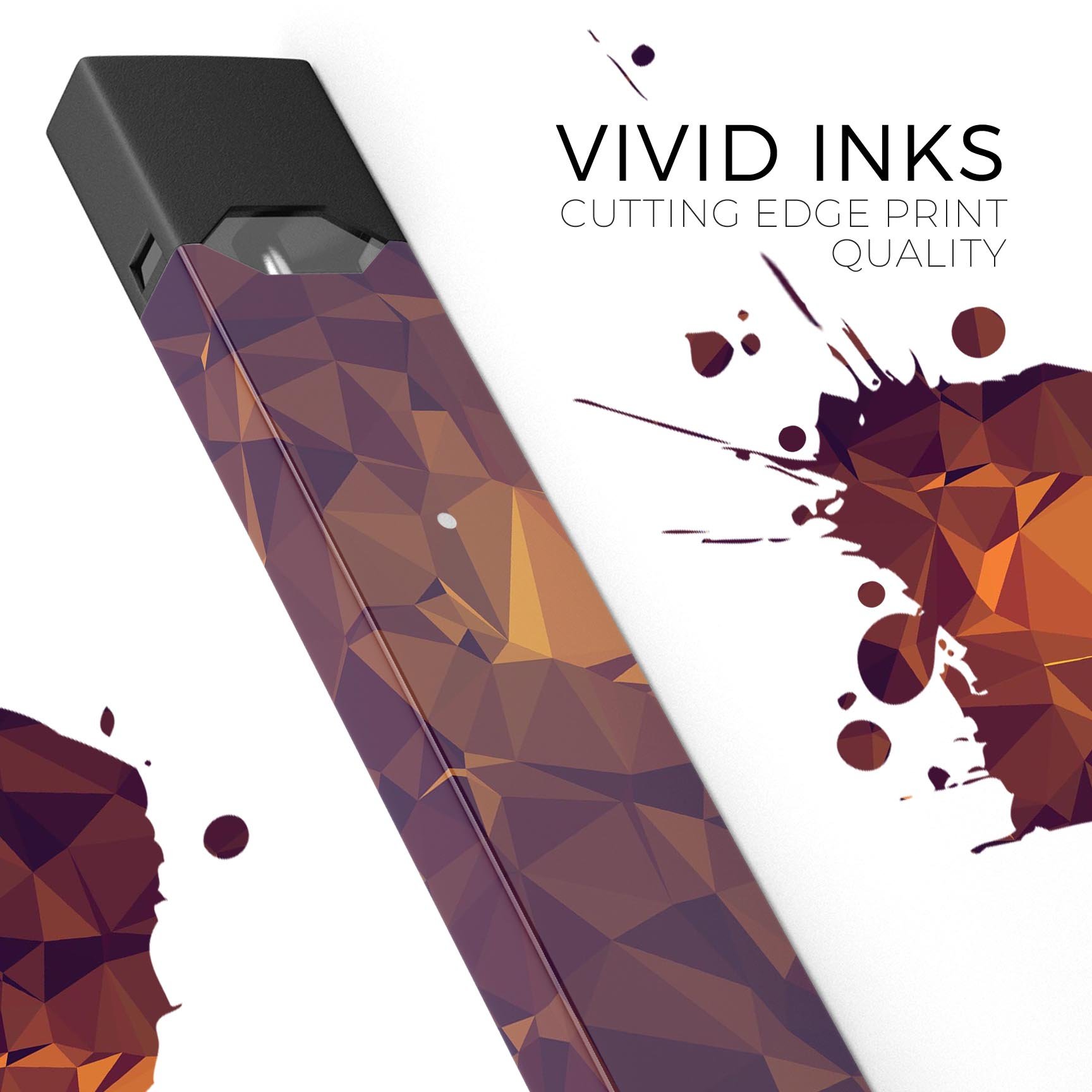 Abstract Copper Geometric Shapes skin-wrap for JUUL vaping device, showcasing vibrant geometric patterns and a sleek design.