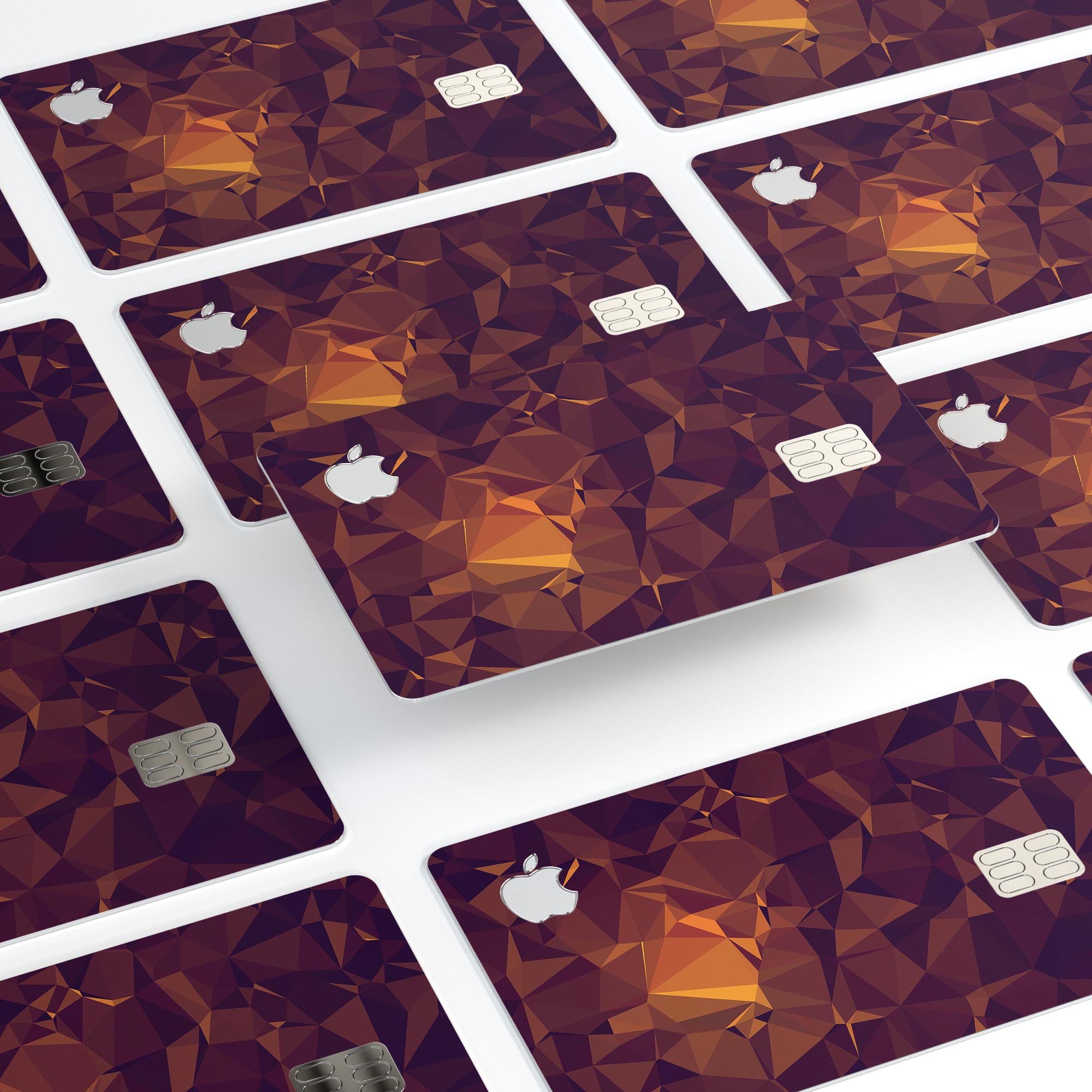 Abstract Copper Geometric Shapes skin kit for Apple Card, showcasing premium vinyl design and protective features.