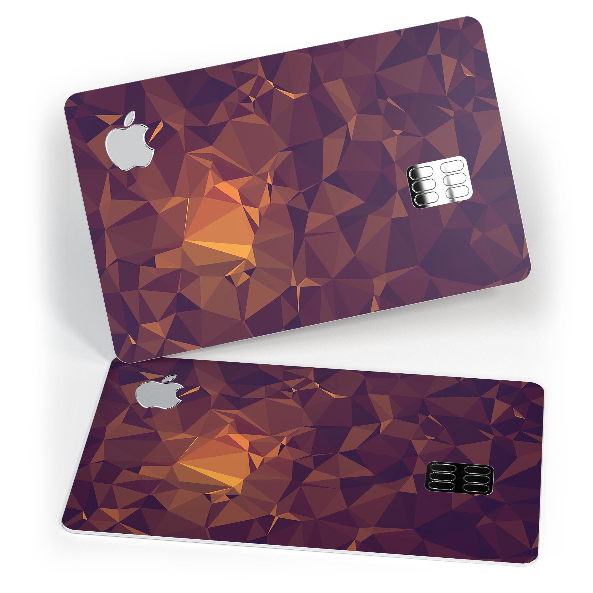 Abstract Copper Geometric Shapes skin kit for Apple Card, showcasing premium vinyl design and protective features.