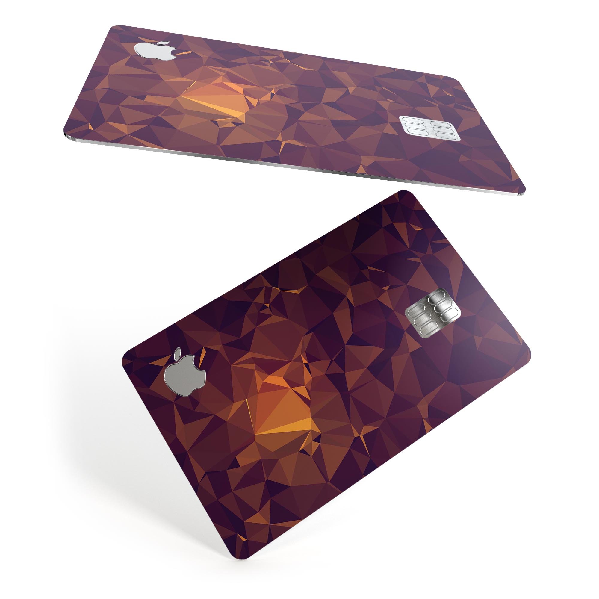 Abstract Copper Geometric Shapes skin kit for Apple Card, showcasing premium vinyl design and protective features.