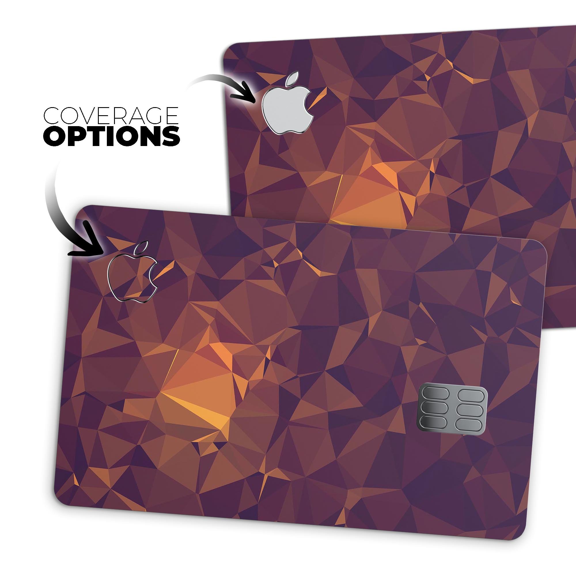 Abstract Copper Geometric Shapes skin kit for Apple Card, showcasing premium vinyl design and protective features.