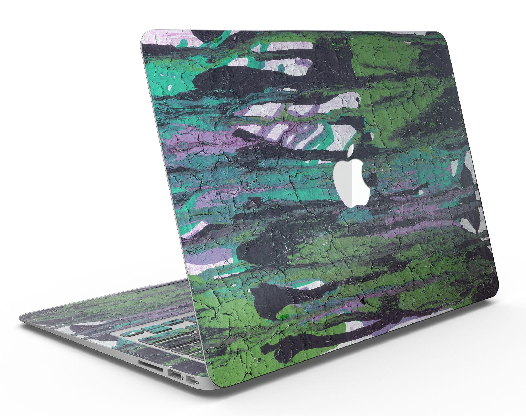 Abstract Cracked Green Paint Skin for MacBook Air, showcasing a unique design that adds style and protection.