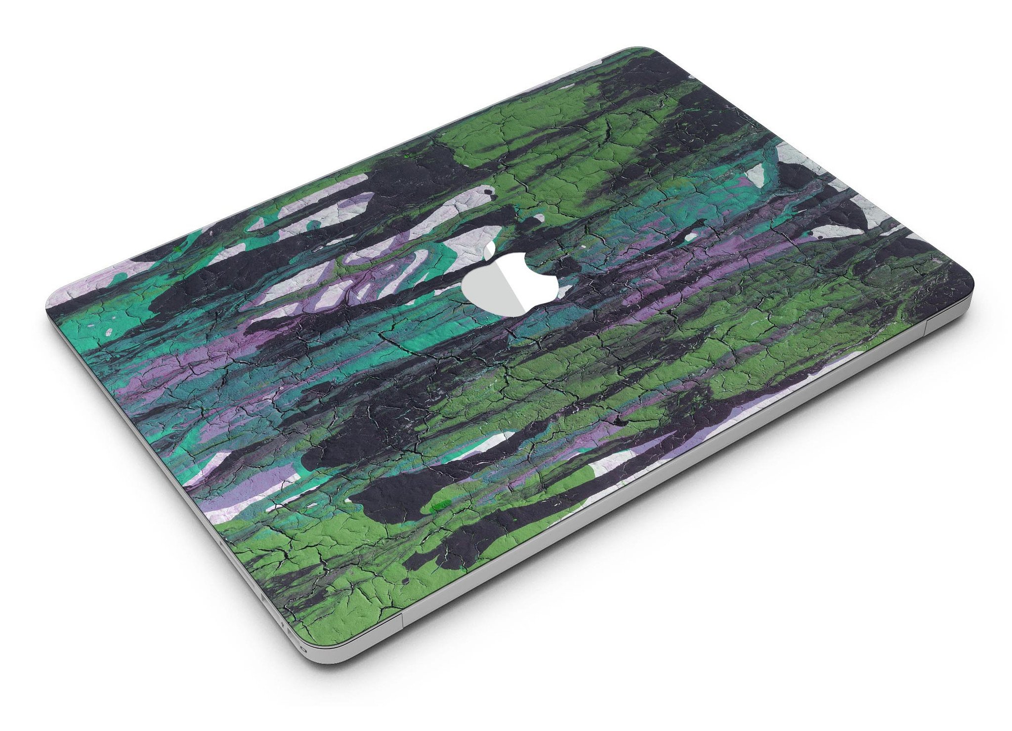 Abstract Cracked Green Paint Skin for MacBook Air, showcasing a unique design that adds style and protection.