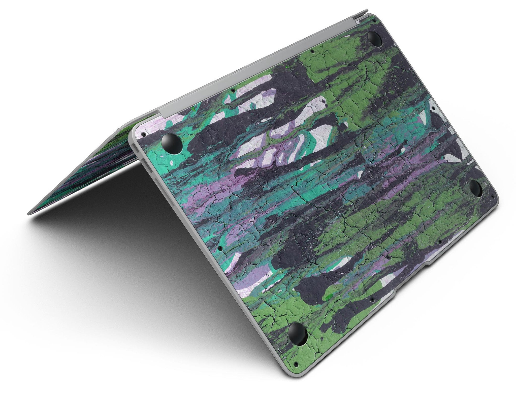 Abstract Cracked Green Paint Skin for MacBook Air, showcasing a unique design that adds style and protection.
