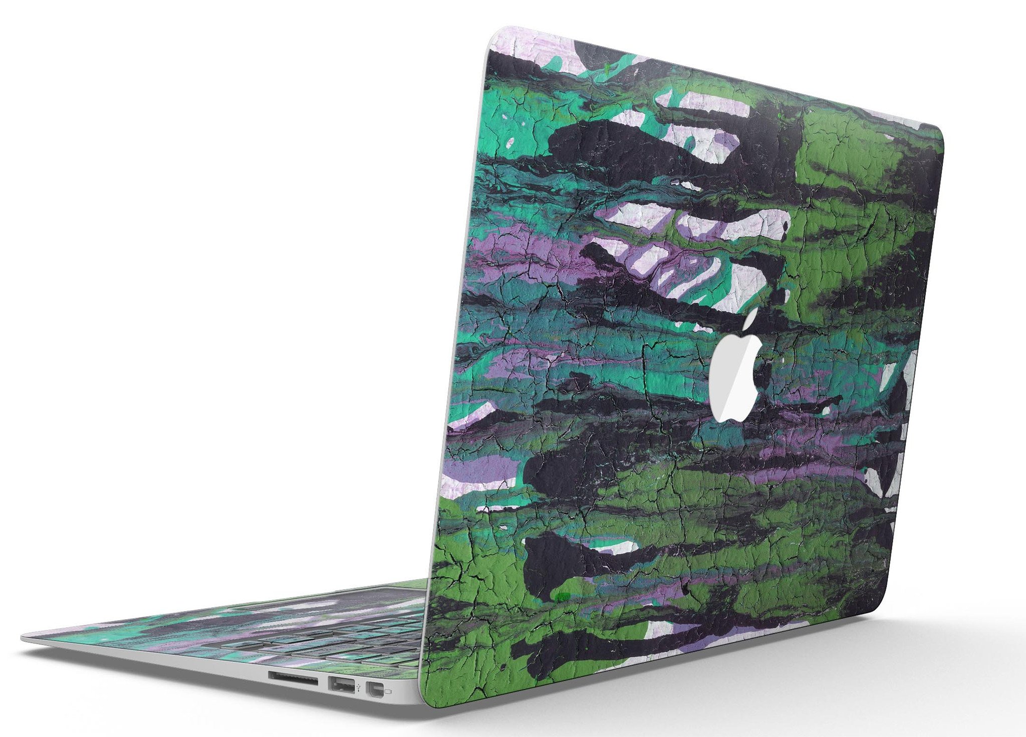 Abstract Cracked Green Paint Skin for MacBook Air, showcasing a unique design that adds style and protection.