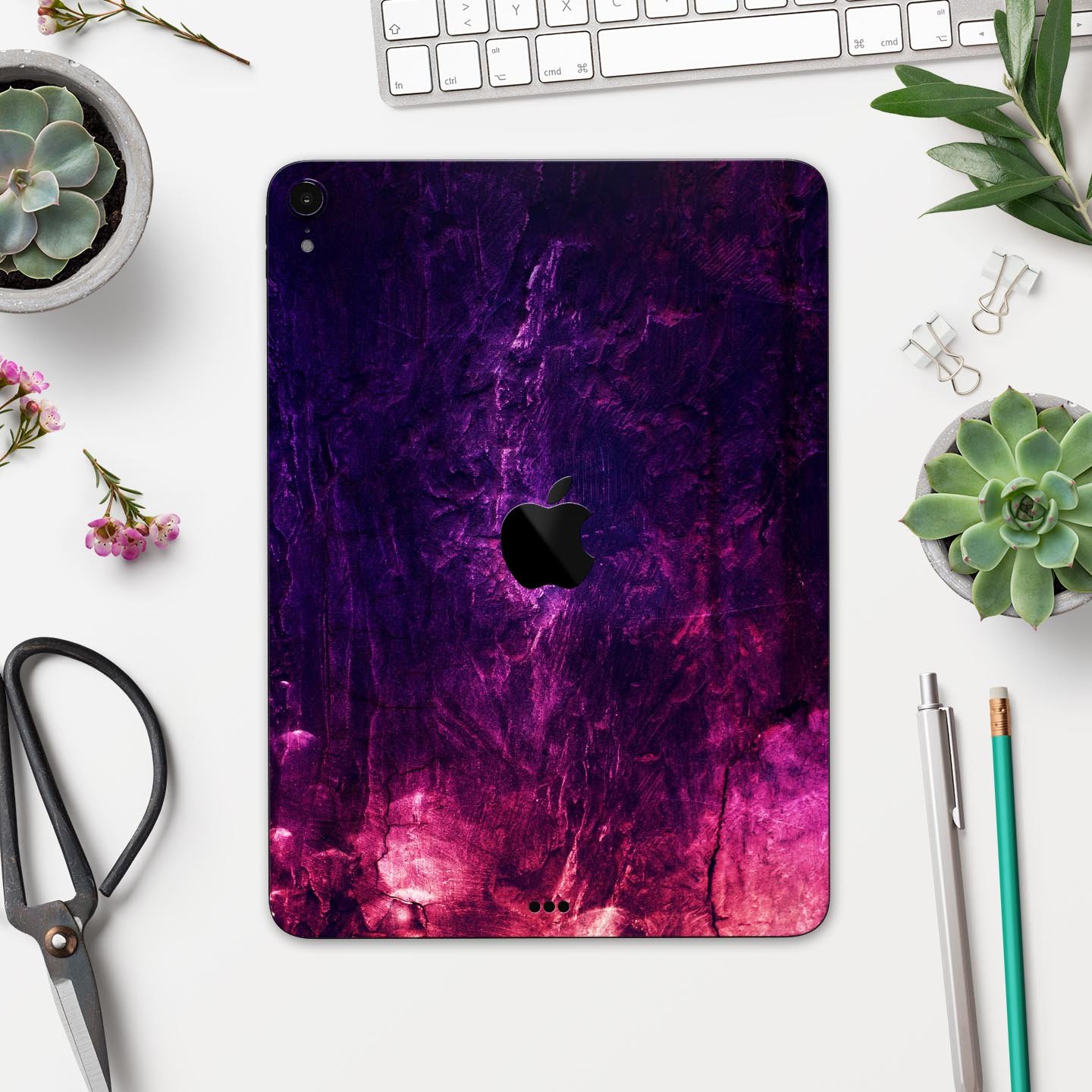 Abstract Fire & Ice V1 skin decal for Apple iPad Pro, showcasing vibrant colors and premium 3M material for protection.