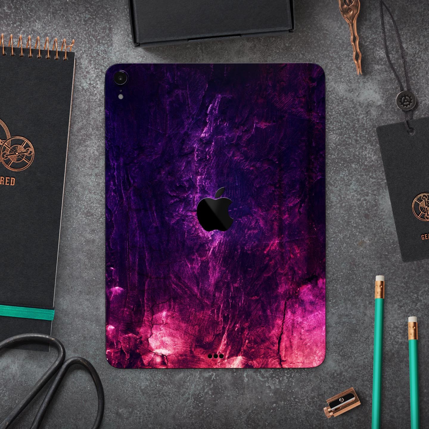 Abstract Fire & Ice V1 skin decal for Apple iPad Pro, showcasing vibrant colors and premium 3M material for protection.