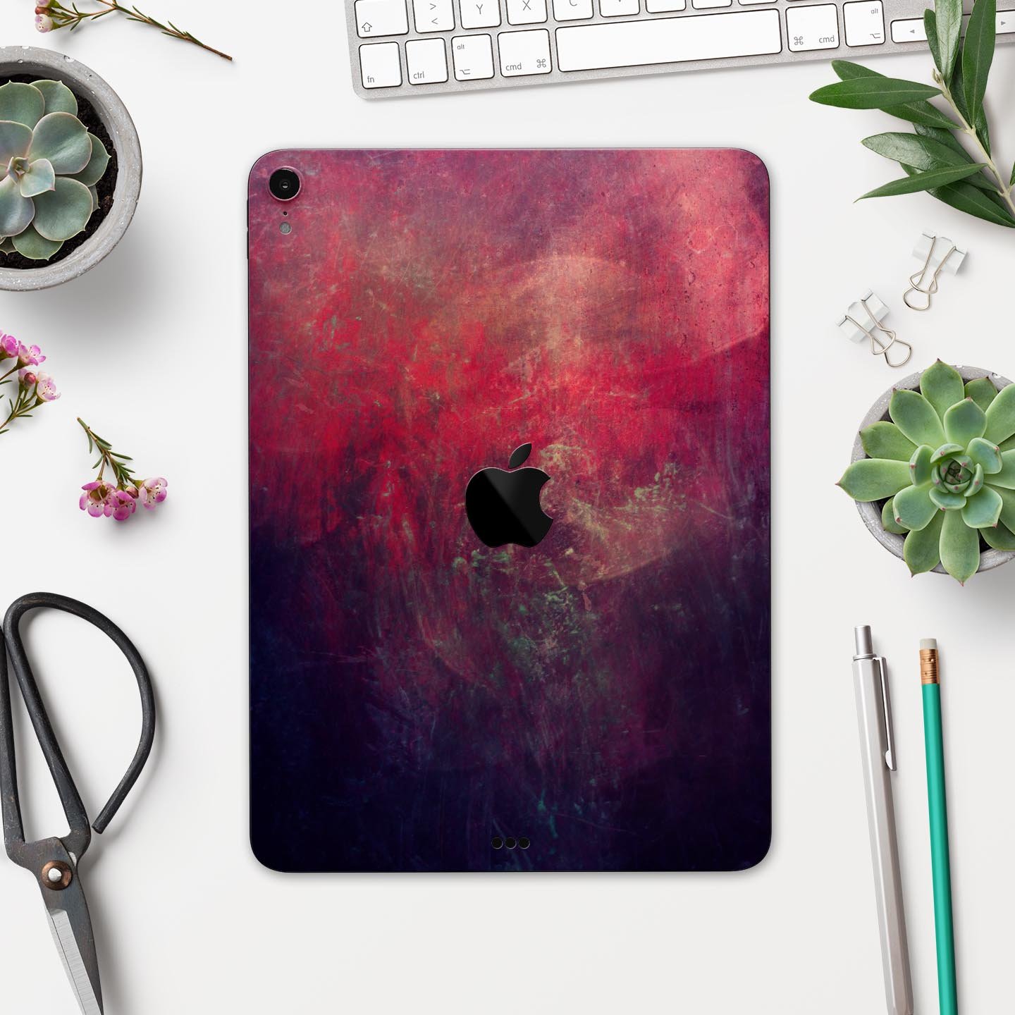 Abstract Fire & Ice V11 Full Body Skin Decal for Apple iPad Pro, showcasing vibrant colors and premium 3M material.