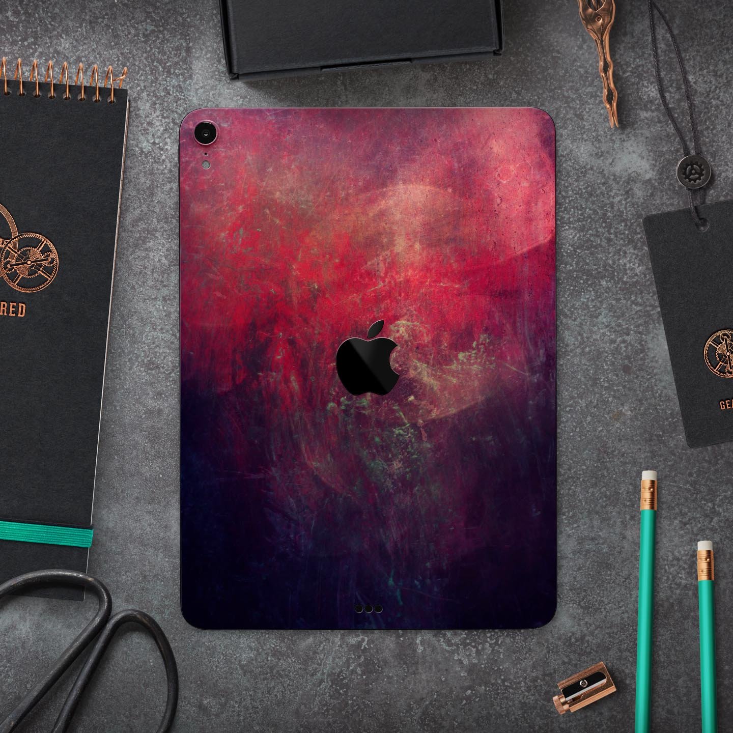Abstract Fire & Ice V11 Full Body Skin Decal for Apple iPad Pro, showcasing vibrant colors and premium 3M material.