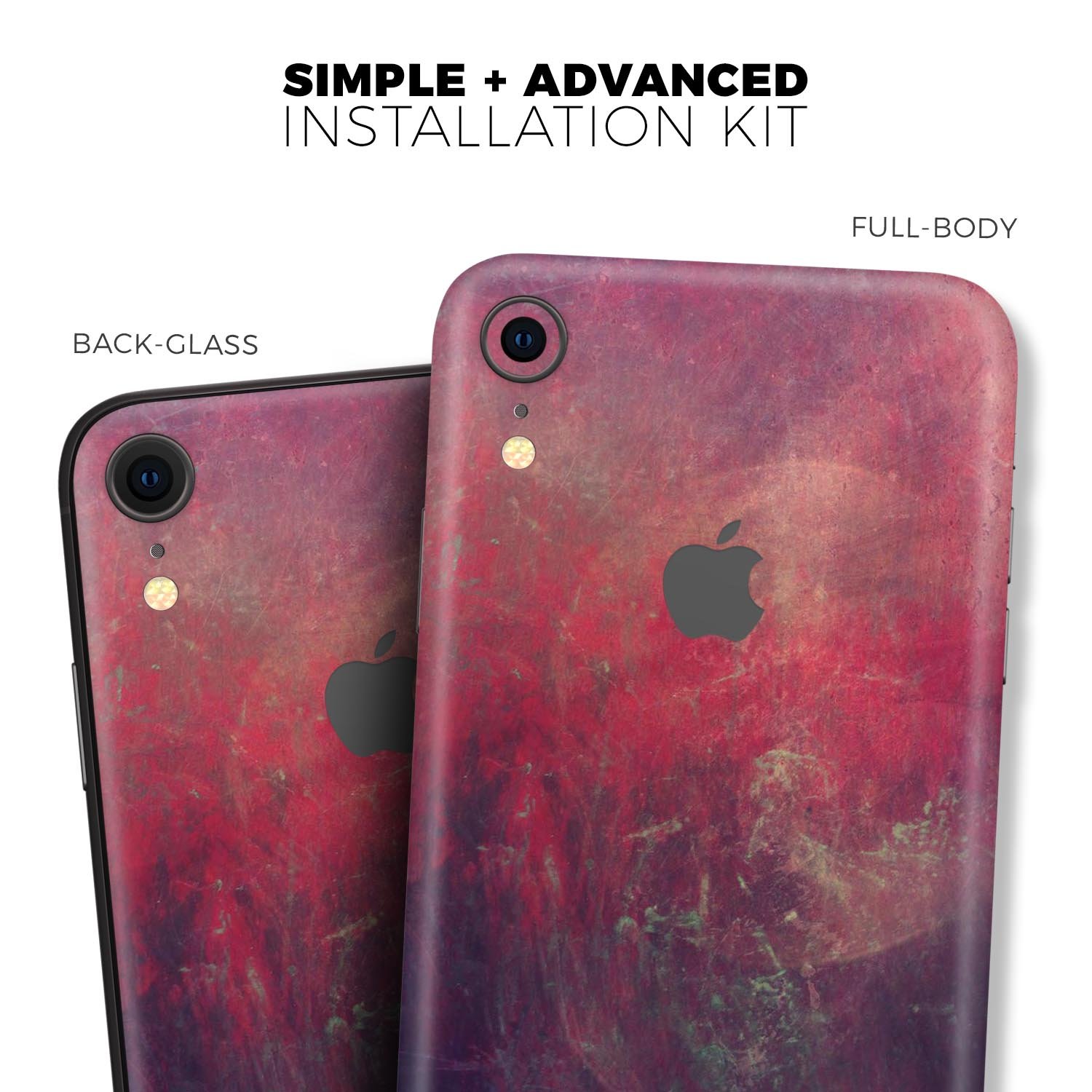 Abstract Fire & Ice V11 Skin-Kit for Apple iPhone XR and XS MAX, showcasing vibrant design and premium vinyl material.