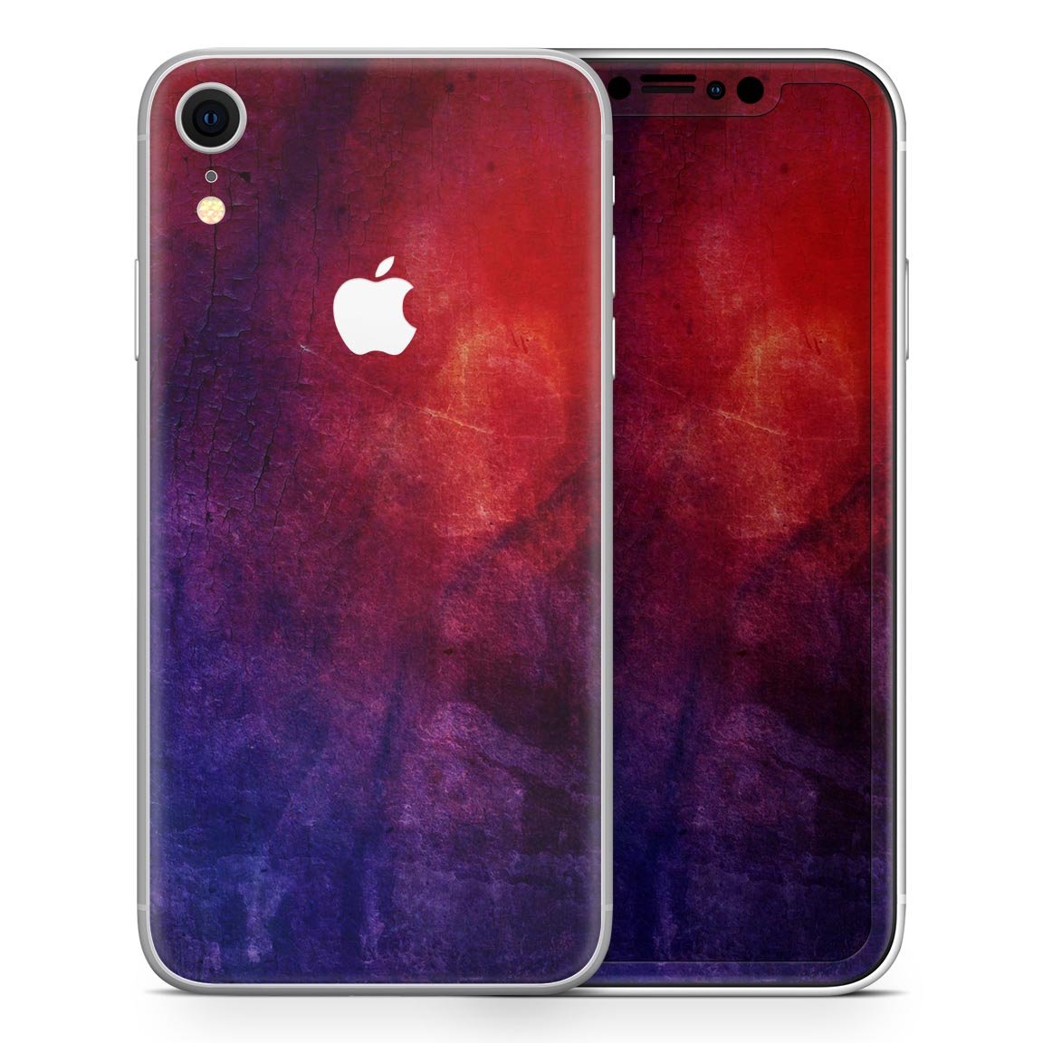 Abstract Fire & Ice V13 Skin-Kit for Apple iPhone XR and XS MAX, showcasing vibrant design and premium vinyl material.