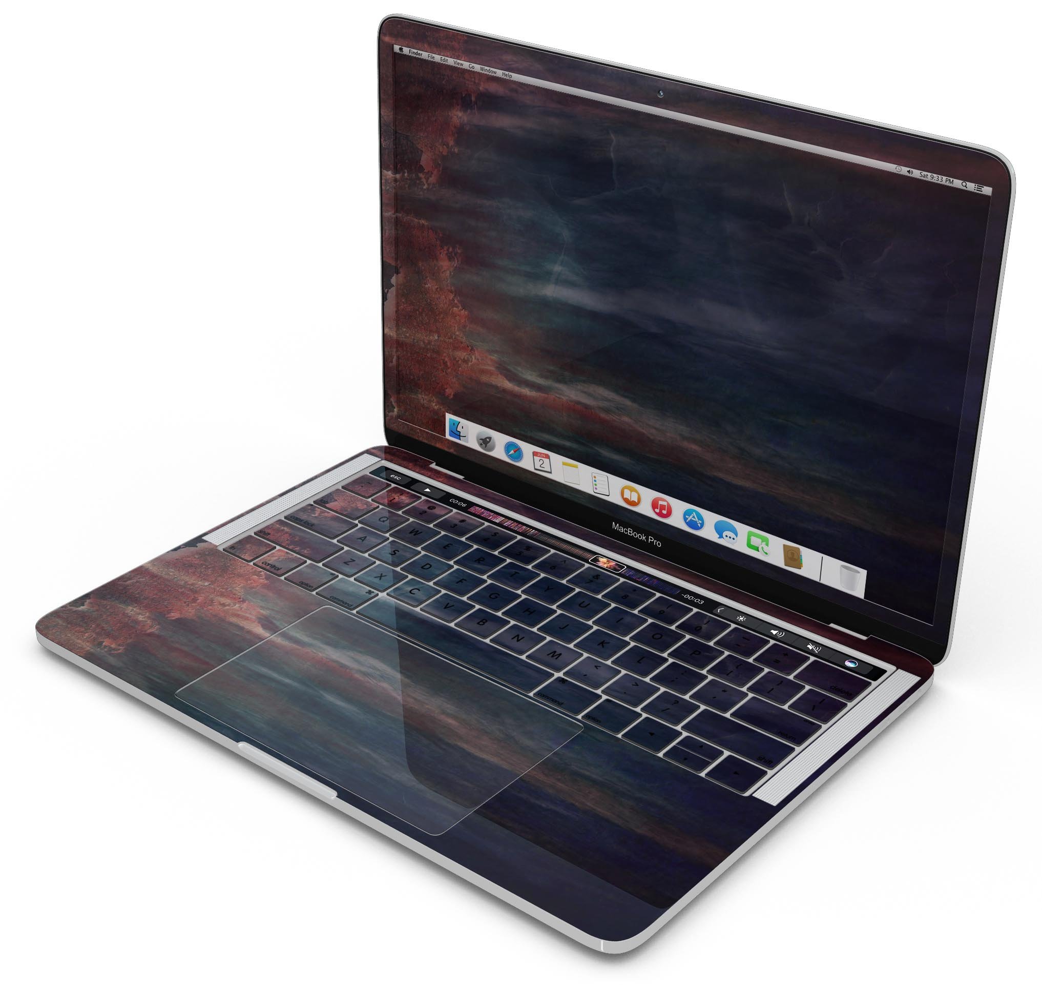 Abstract Fire & Ice V14 Skin Decal Wrap Kit for MacBook, showcasing vibrant colors and a sleek design.