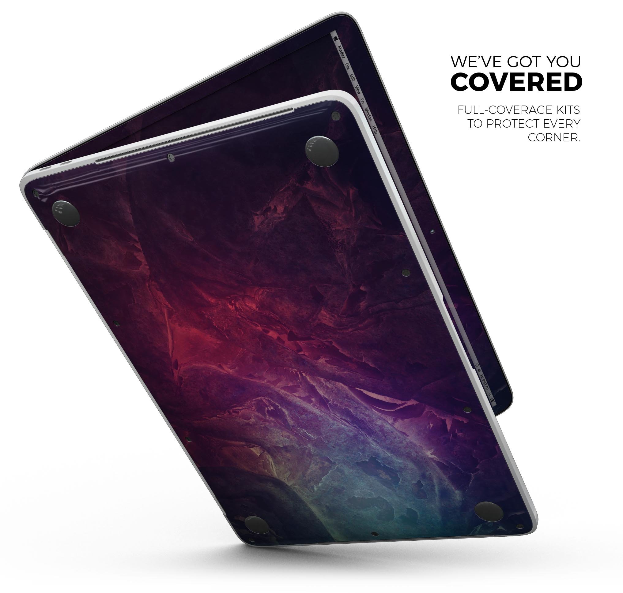 Abstract Fire & Ice V15 Skin Decal Wrap Kit for Apple MacBook, showcasing vibrant colors and a sleek design.