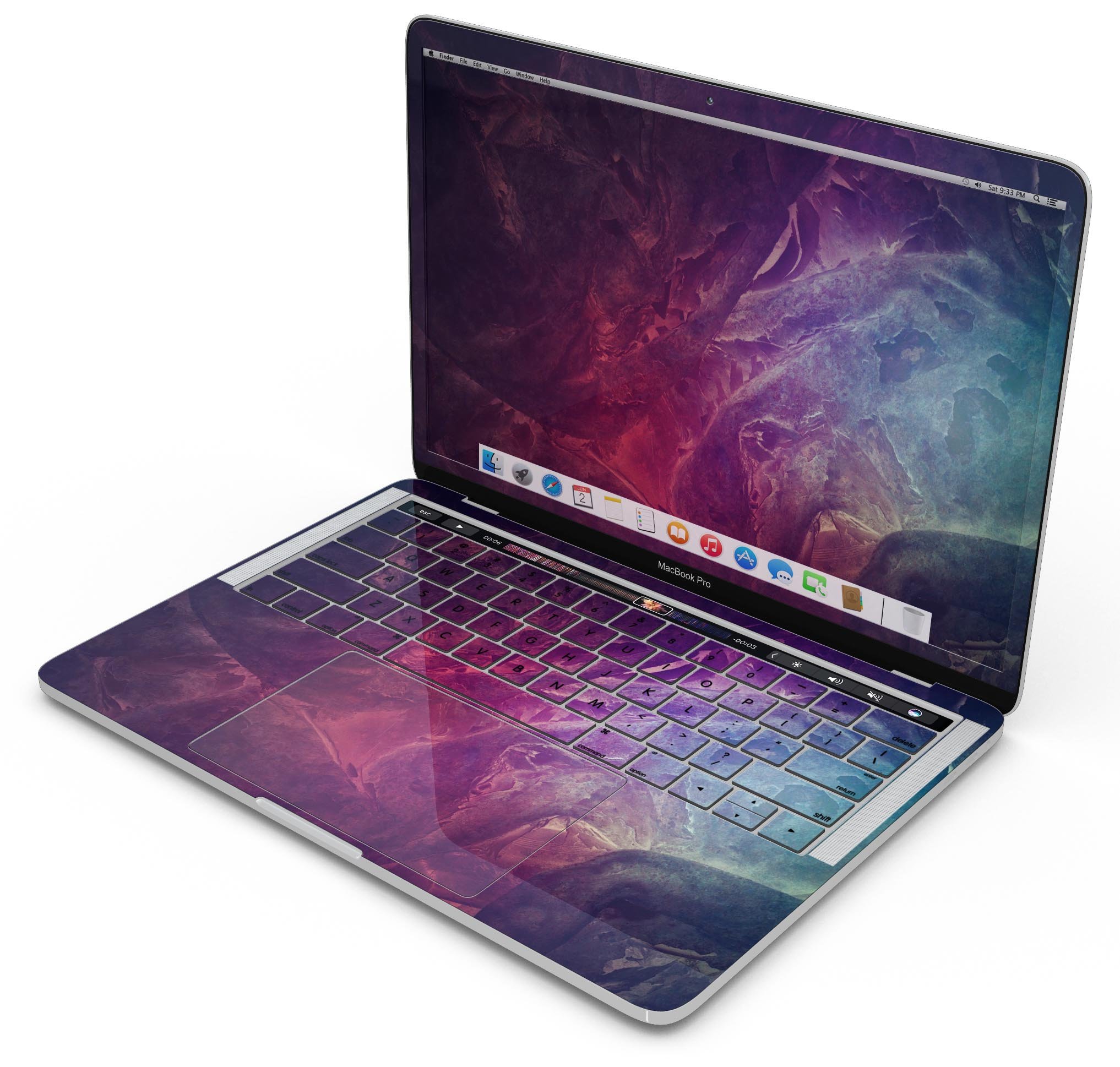 Abstract Fire & Ice V15 Skin Decal Wrap Kit for Apple MacBook, showcasing vibrant colors and a sleek design.
