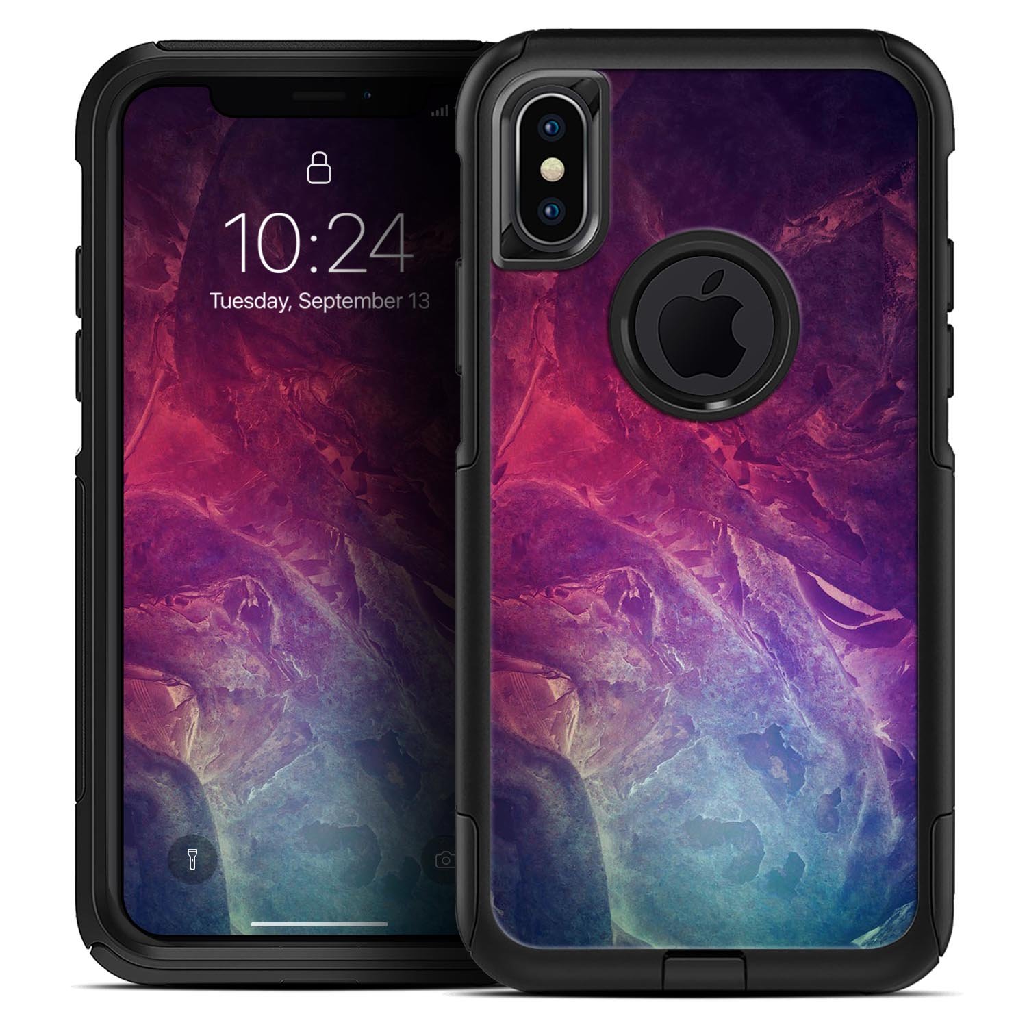 Abstract Fire & Ice V15 Skin Kit for iPhone OtterBox Cases featuring vibrant colors and intricate patterns.