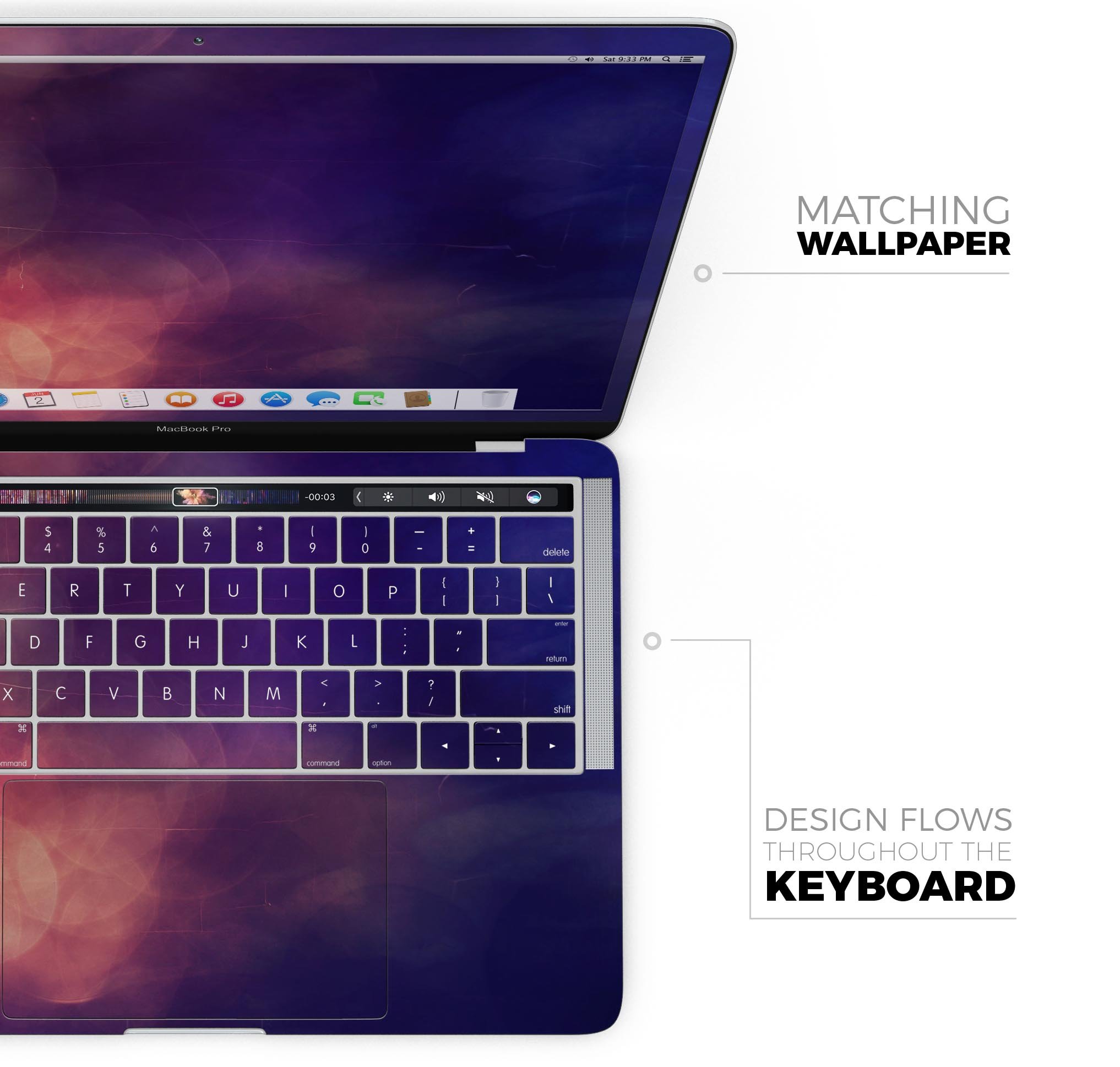 Abstract Fire & Ice V17 Skin Decal Wrap Kit for MacBook, showcasing vibrant colors and a sleek design.