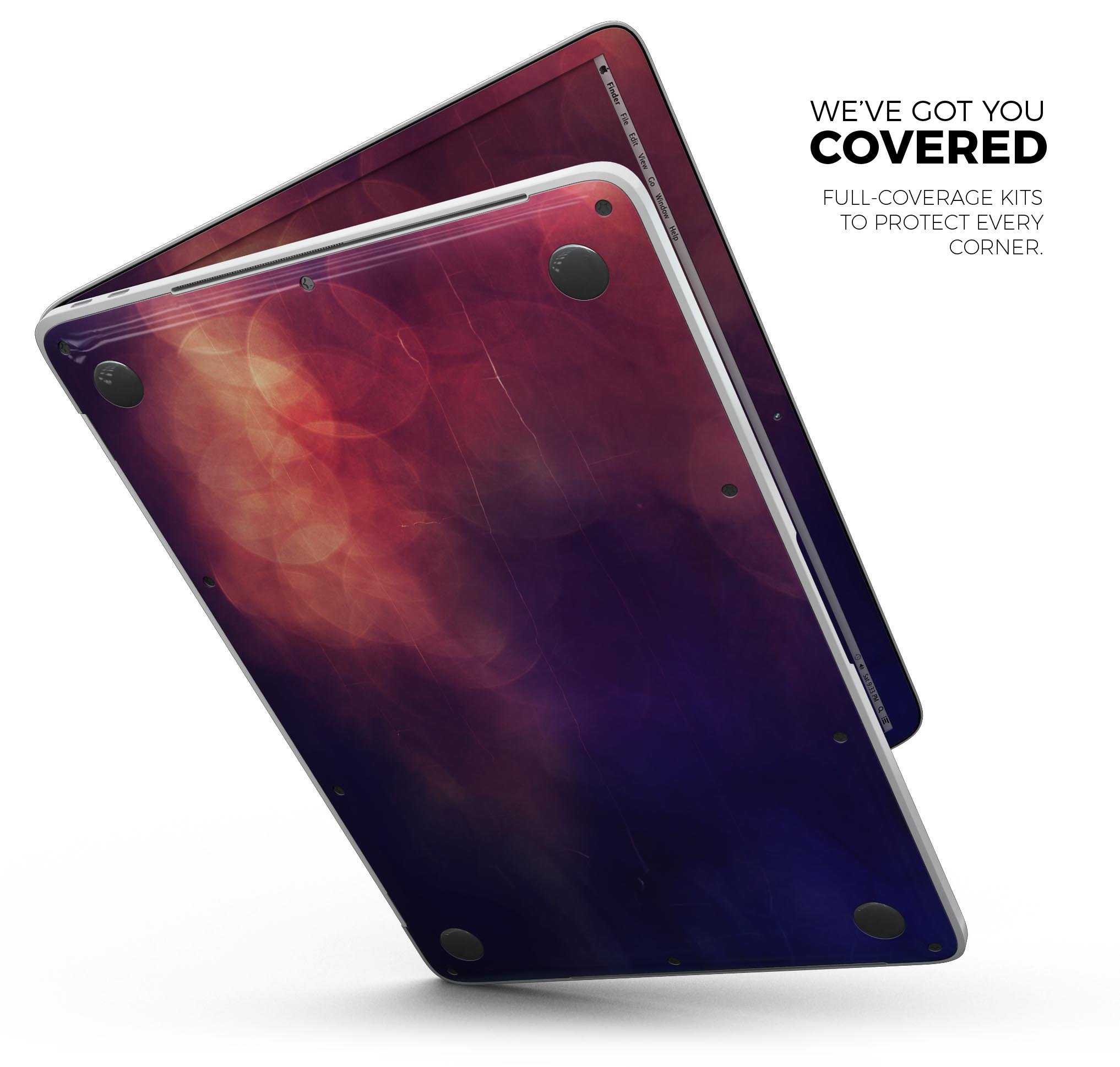 Abstract Fire & Ice V17 Skin Decal Wrap Kit for MacBook, showcasing vibrant colors and a sleek design.