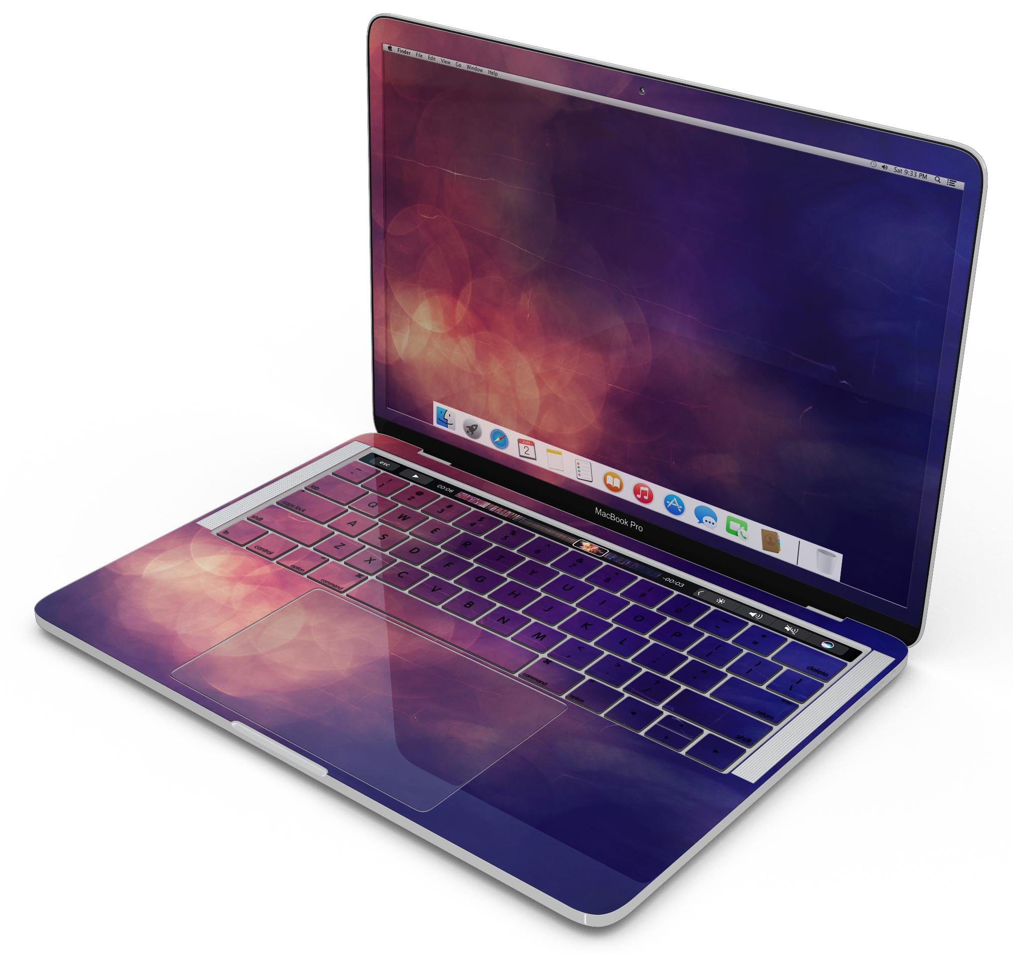 Abstract Fire & Ice V17 Skin Decal Wrap Kit for MacBook, showcasing vibrant colors and a sleek design.