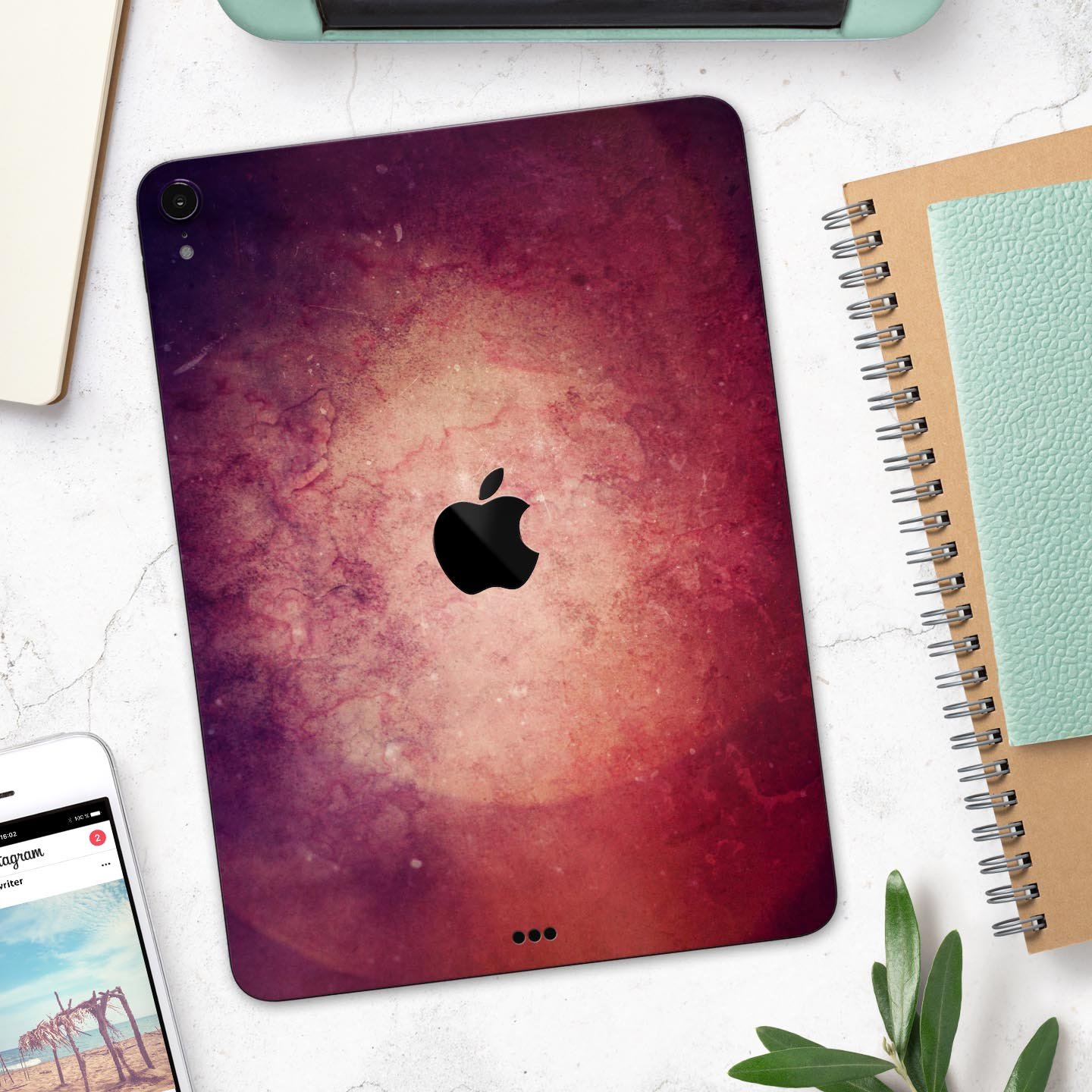 Abstract Fire & Ice V20 skin decal for Apple iPad Pro, showcasing vibrant colors and sleek design.