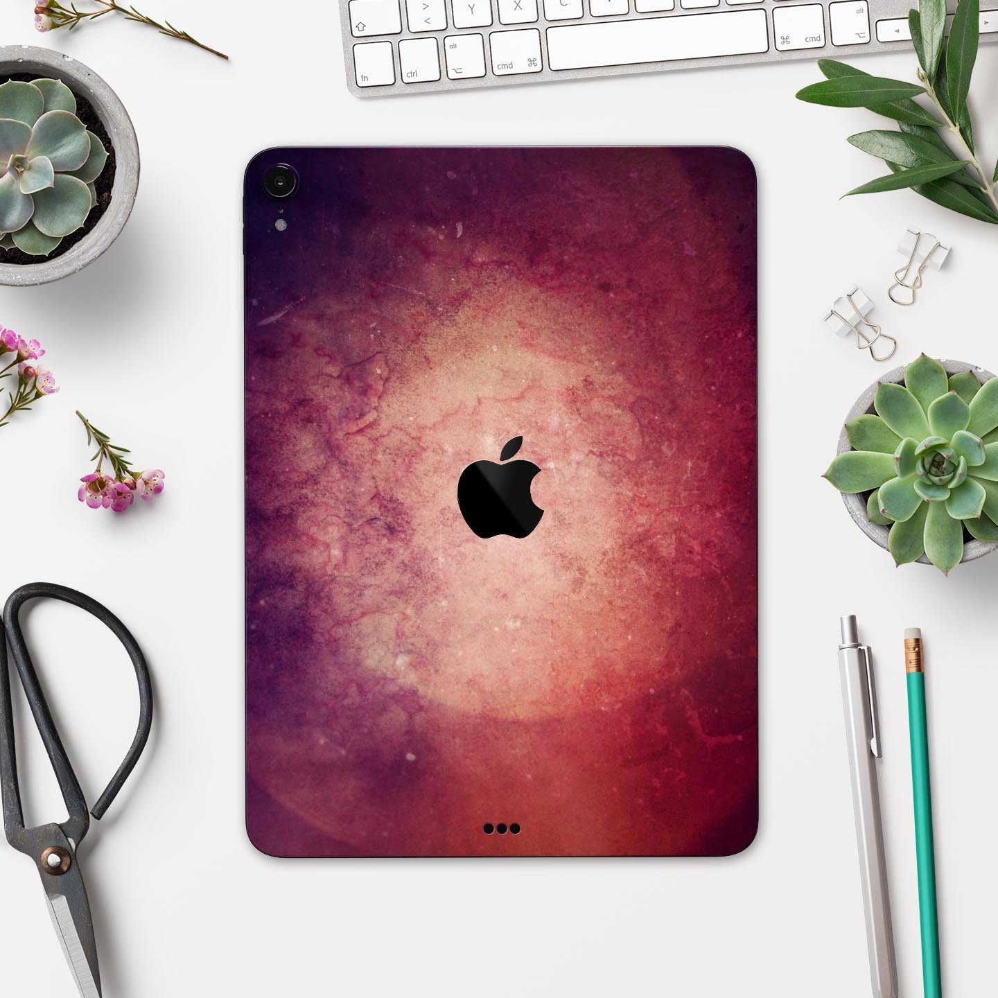 Abstract Fire & Ice V20 skin decal for Apple iPad Pro, showcasing vibrant colors and sleek design.