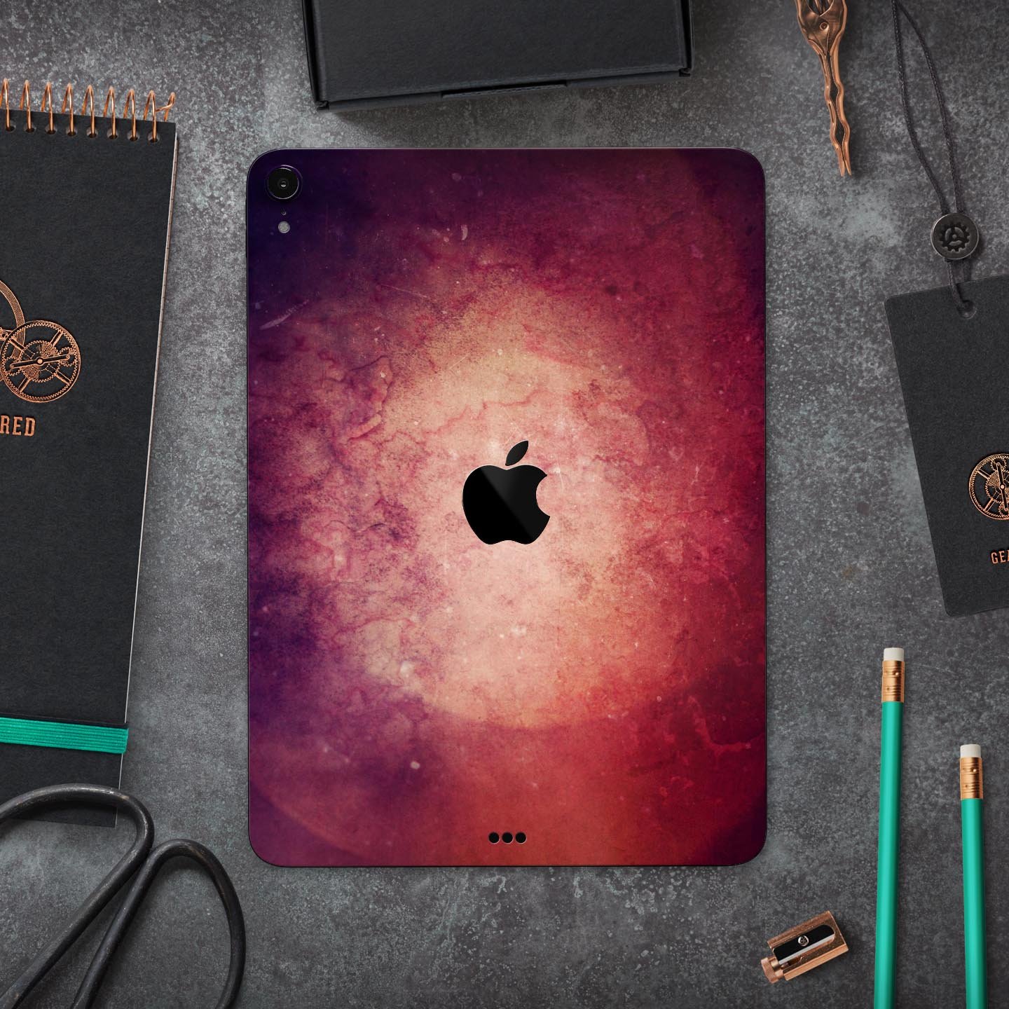 Abstract Fire & Ice V20 skin decal for Apple iPad Pro, showcasing vibrant colors and sleek design.