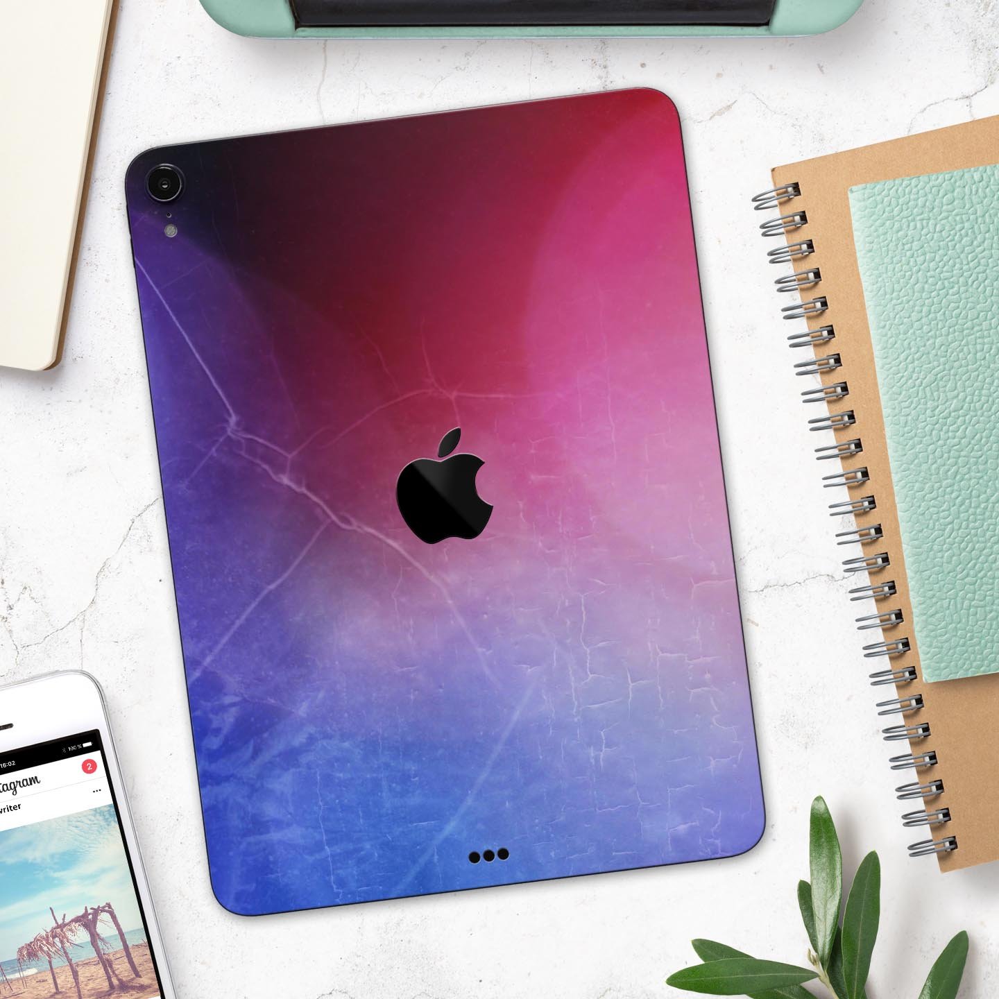 Abstract Fire & Ice V5 skin decal for Apple iPad Pro, showcasing vibrant colors and sleek design.