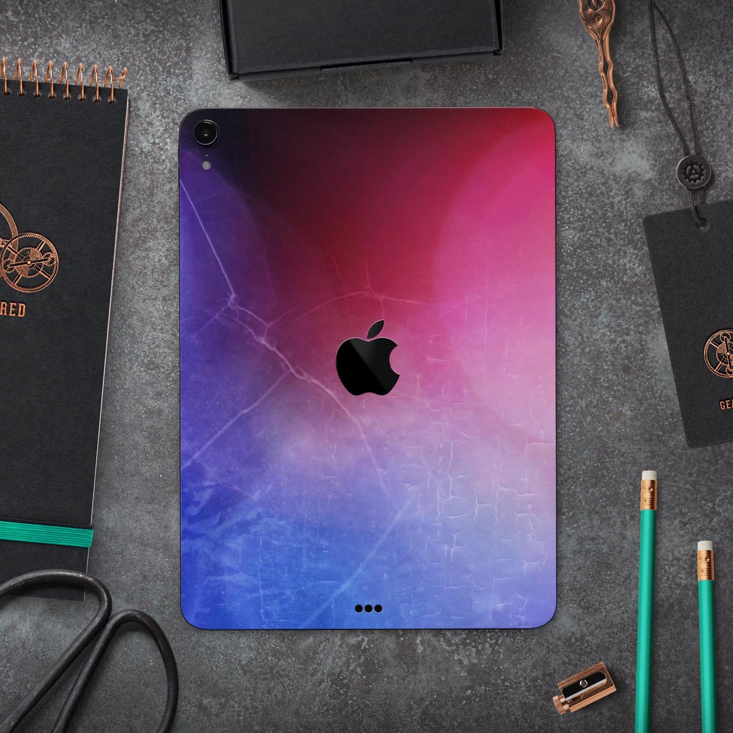Abstract Fire & Ice V5 skin decal for Apple iPad Pro, showcasing vibrant colors and sleek design.