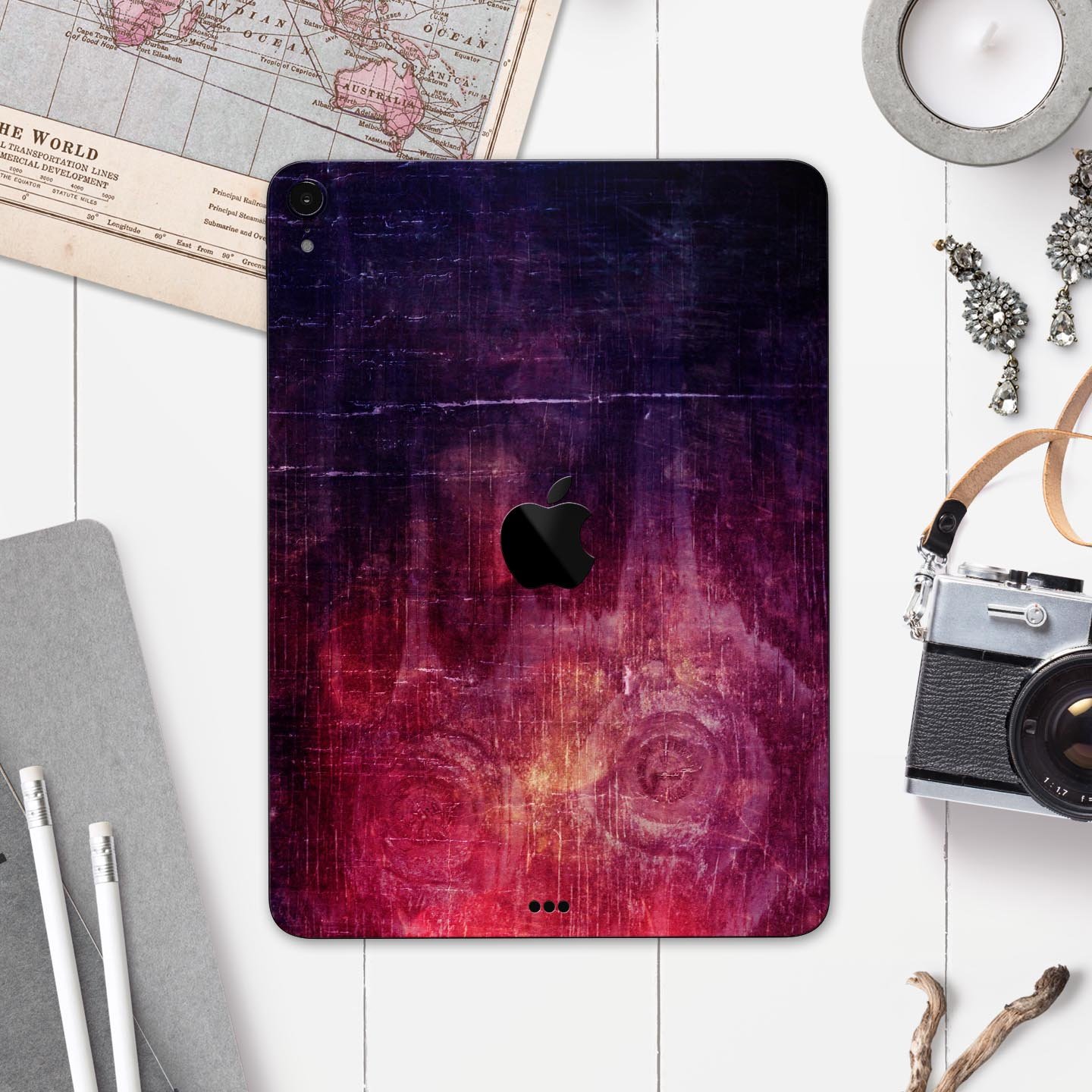 Abstract Fire & Ice V6 skin decal for Apple iPad Pro, showcasing vibrant colors and unique design for full body protection.