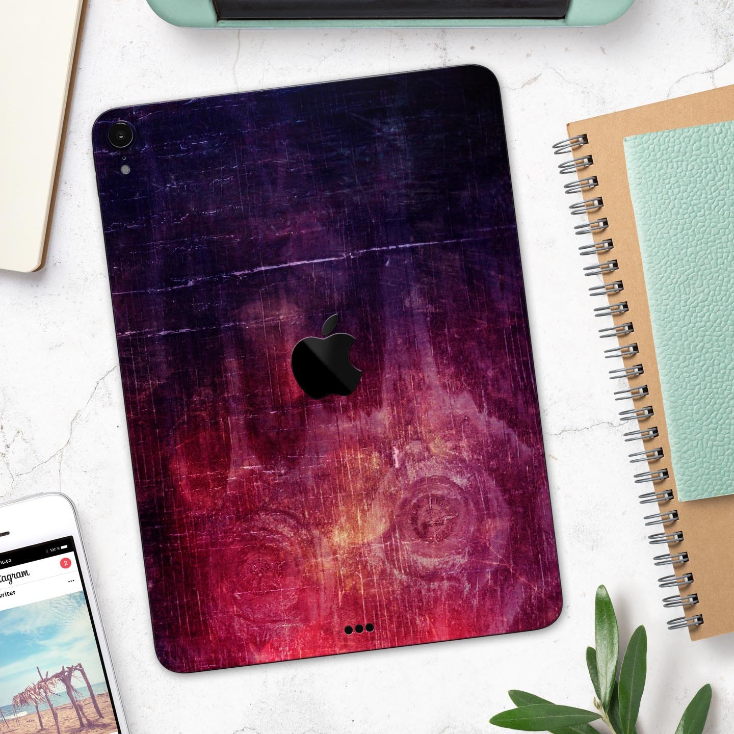 Abstract Fire & Ice V6 skin decal for Apple iPad Pro, showcasing vibrant colors and unique design for full body protection.