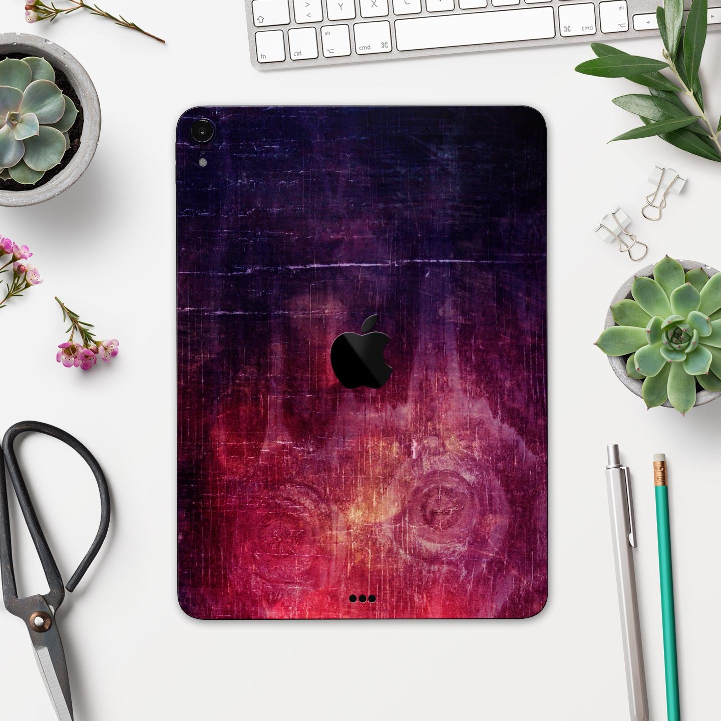 Abstract Fire & Ice V6 skin decal for Apple iPad Pro, showcasing vibrant colors and unique design for full body protection.