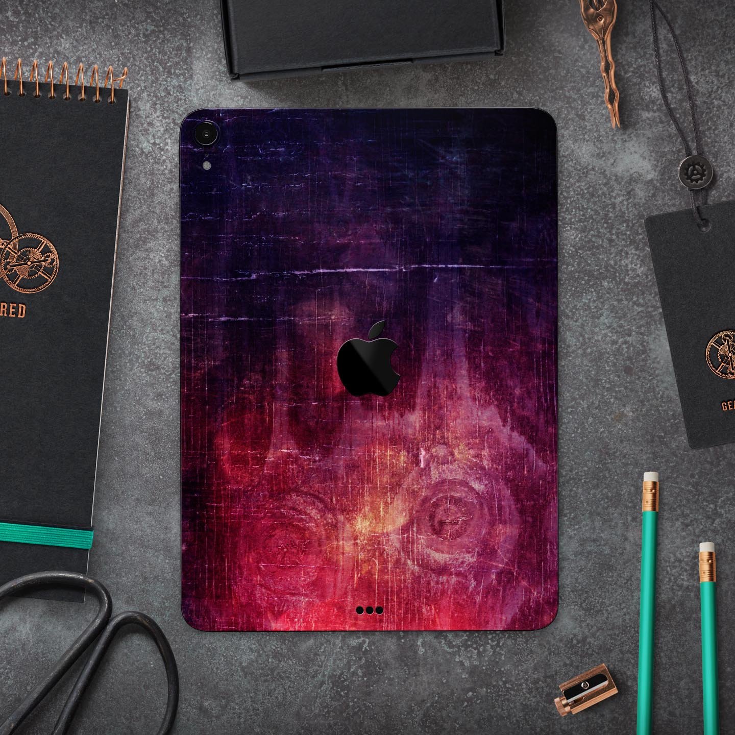 Abstract Fire & Ice V6 skin decal for Apple iPad Pro, showcasing vibrant colors and unique design for full body protection.
