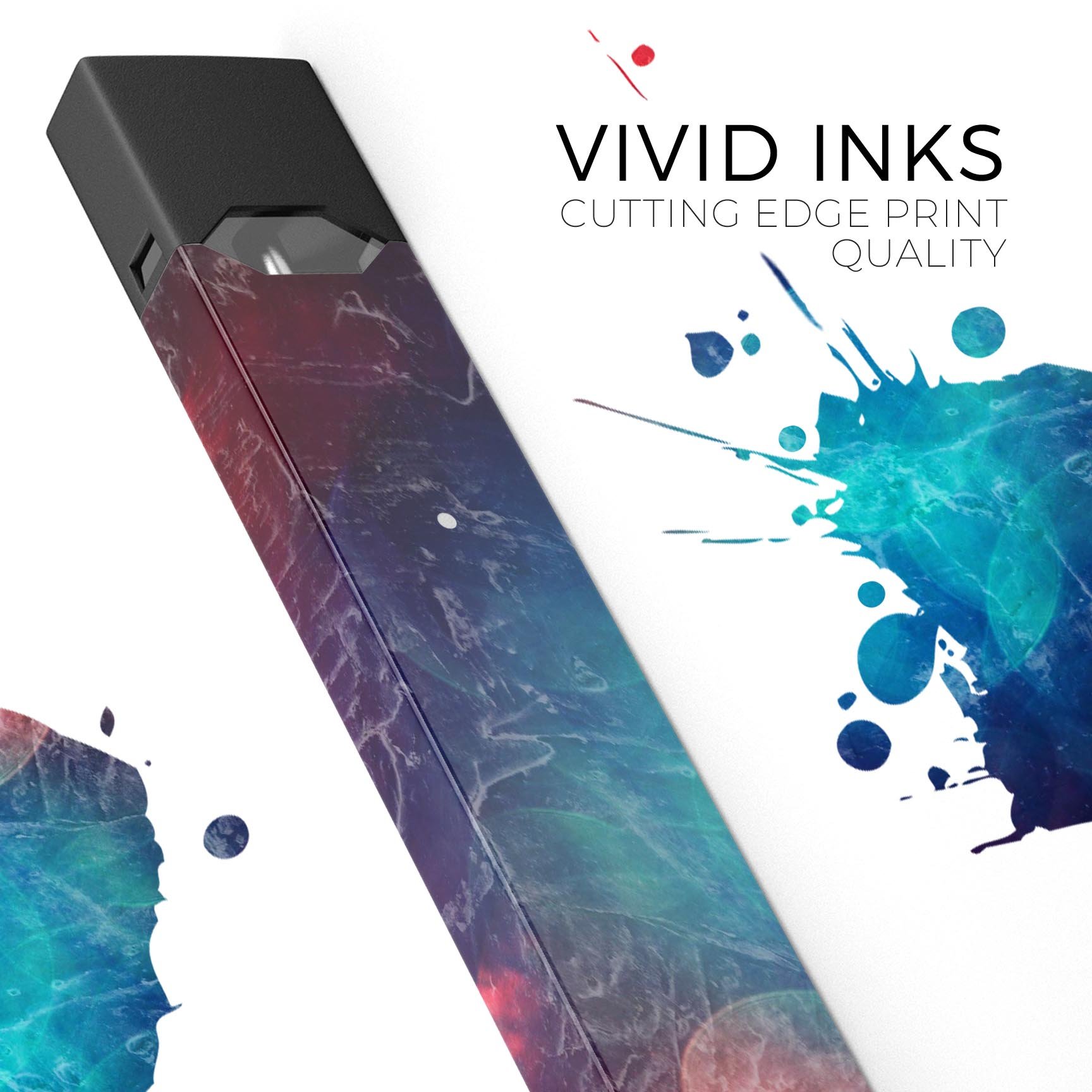 Abstract Fire & Ice V7 skin-wrap sticker designed for JUUL vaping device, showcasing vibrant colors and a protective finish.
