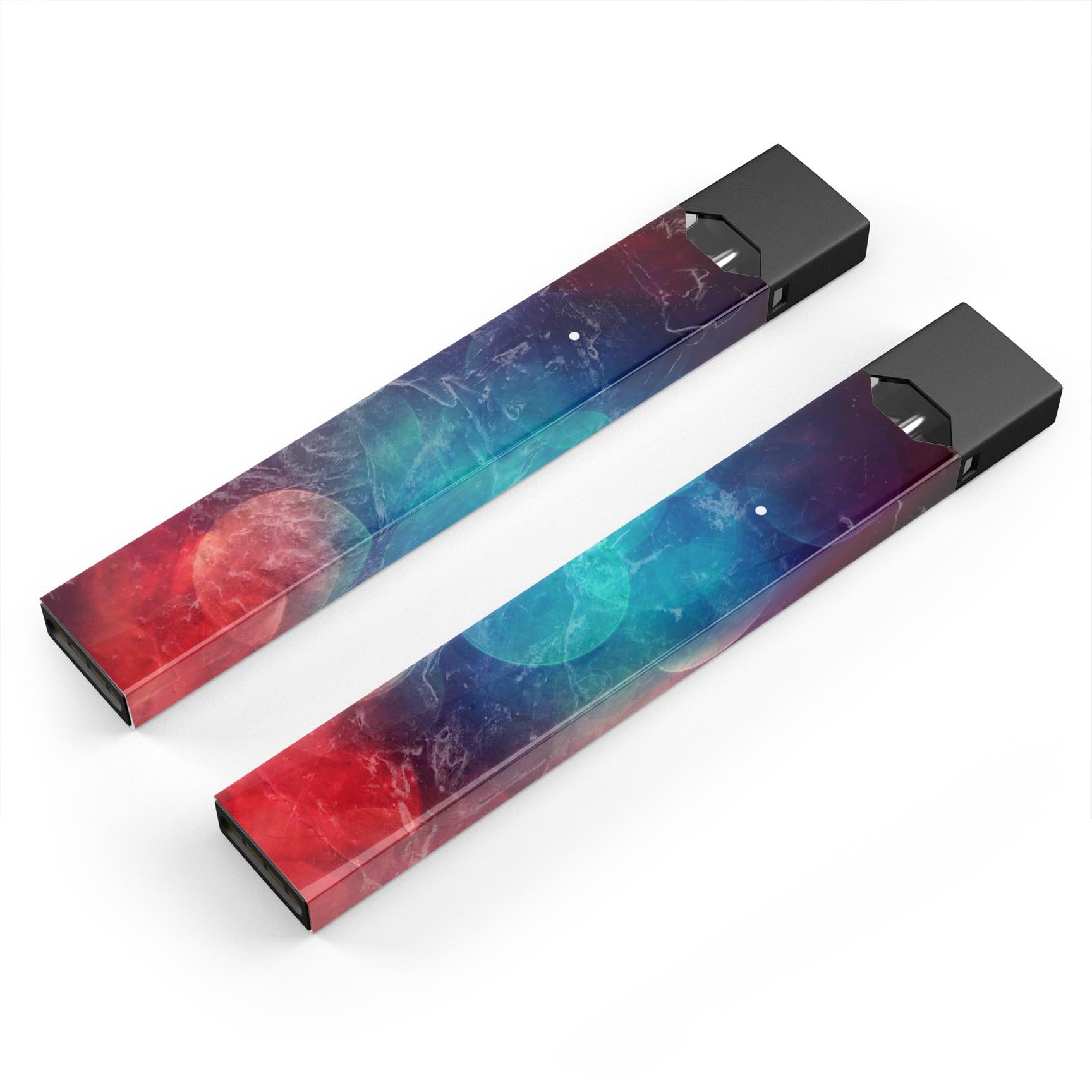 Abstract Fire & Ice V7 skin-wrap sticker designed for JUUL vaping device, showcasing vibrant colors and a protective finish.
