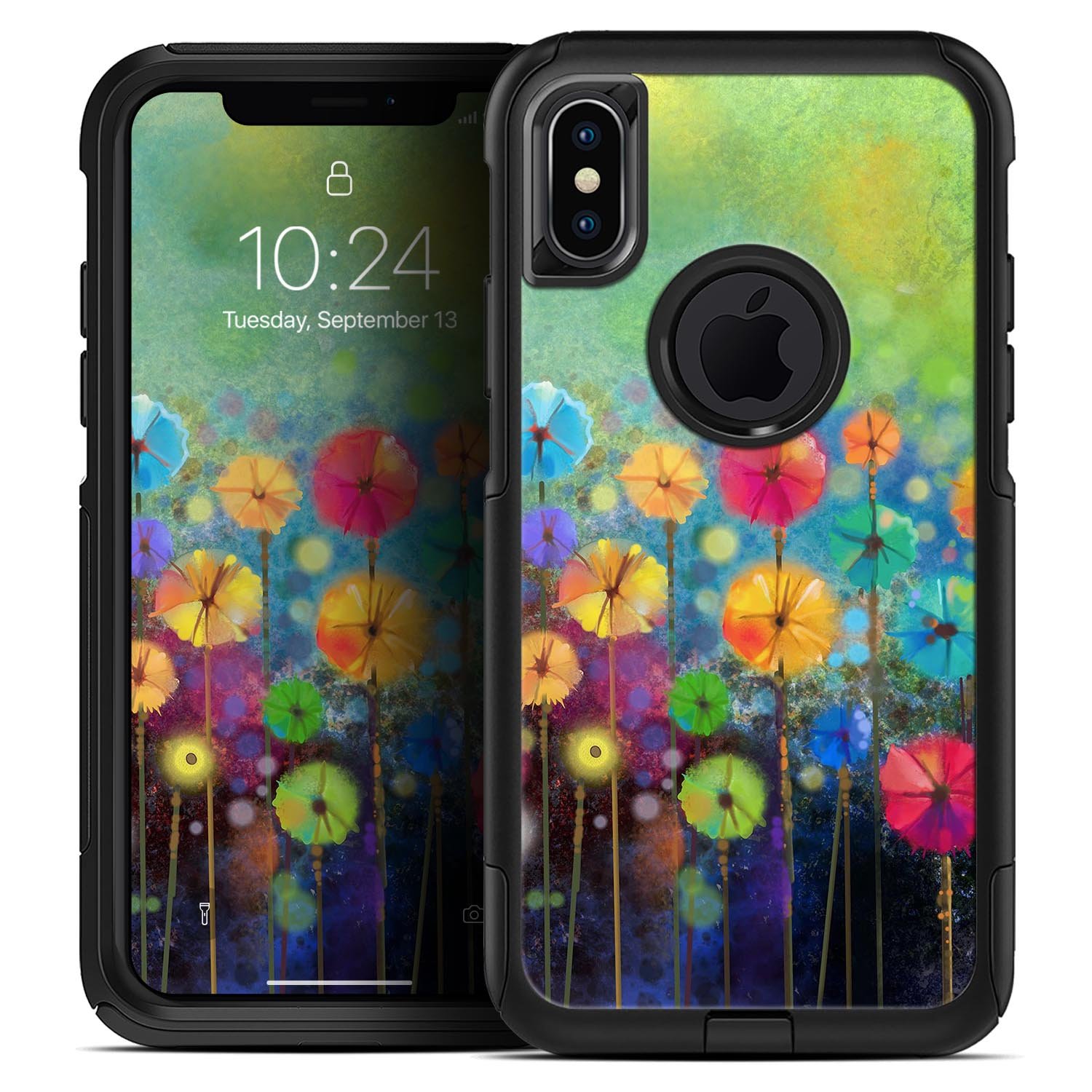 Abstract Flower Meadow Skin Kit for iPhone OtterBox Cases featuring vibrant floral patterns and a sleek design.