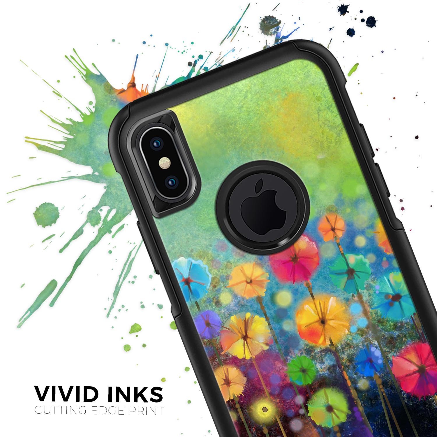 Abstract Flower Meadow Skin Kit for iPhone OtterBox Cases featuring vibrant floral patterns and a sleek design.