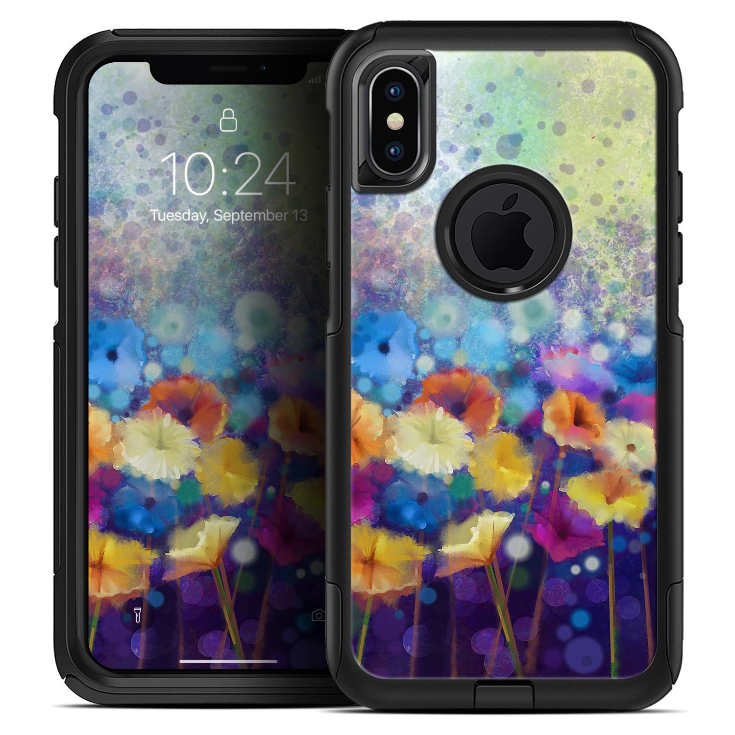 Abstract Flower Meadow v2 Skin Kit for iPhone OtterBox Cases featuring vibrant floral design and premium 3M materials.
