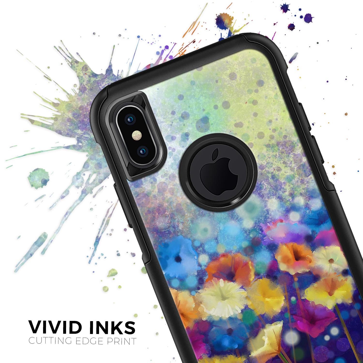 Abstract Flower Meadow v2 Skin Kit for iPhone OtterBox Cases featuring vibrant floral design and premium 3M materials.