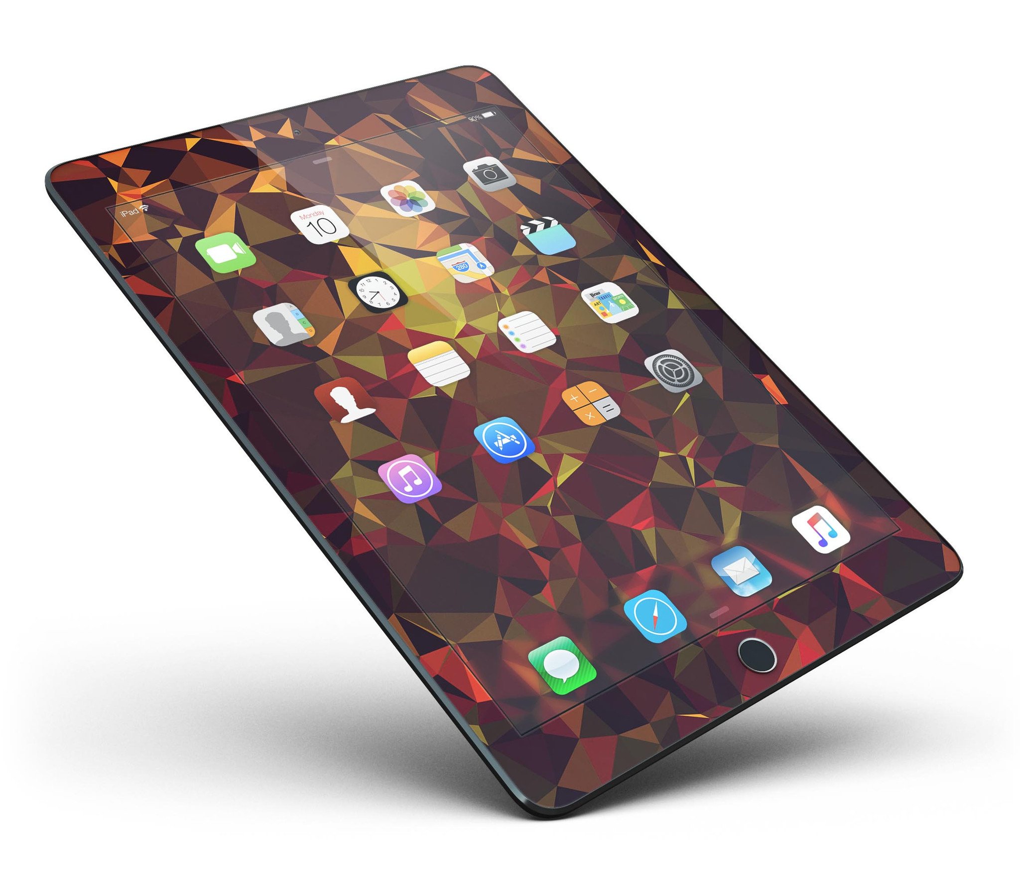 Abstract Geometric Lava Triangles Full Body Skin for iPad Pro, showcasing vibrant colors and unique design.