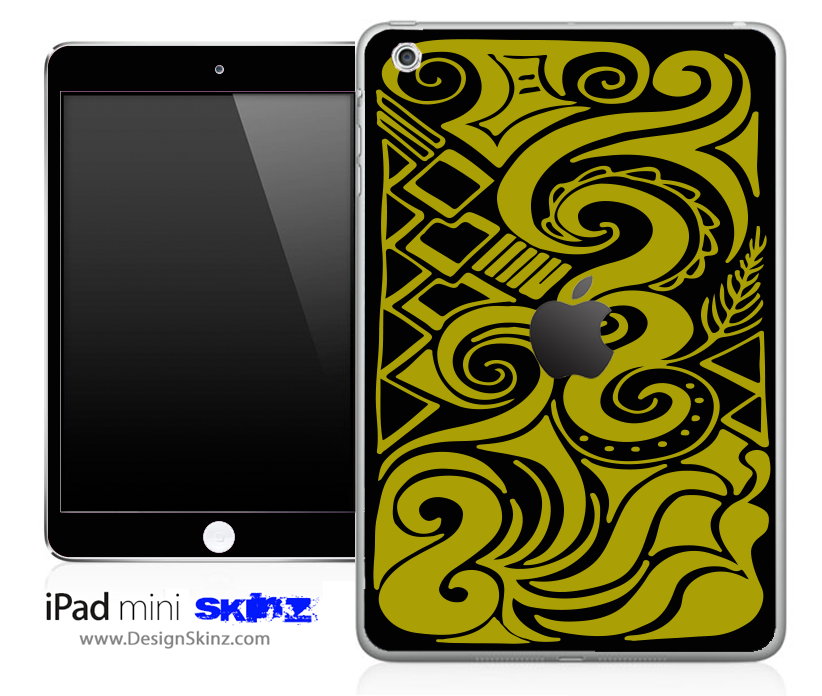 Abstract Gold Swirls iPad Skin by Lauren Pyles, featuring elegant gold swirls on a sleek surface, designed for stylish protection.