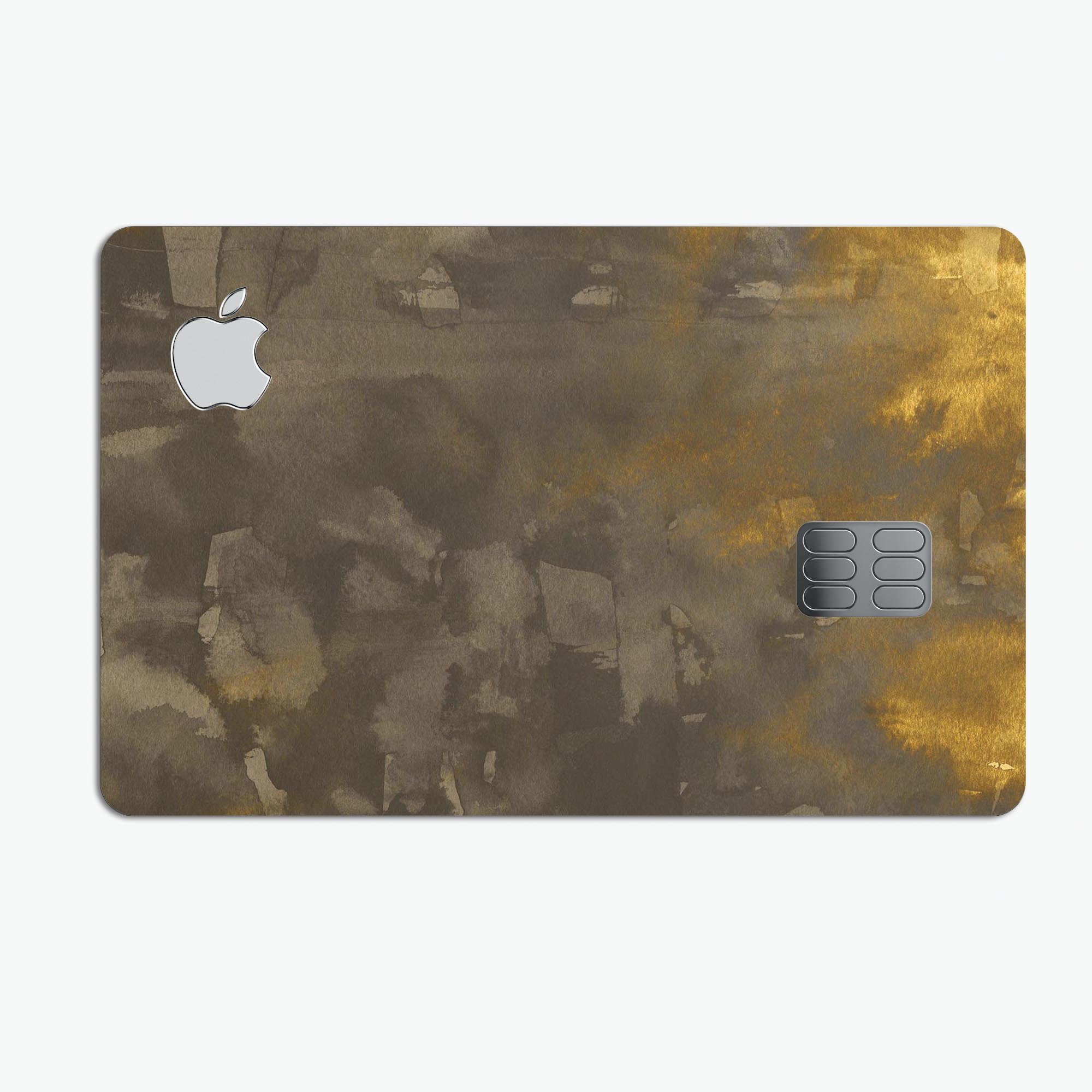 Abstract Golden Fire skin kit for Apple Card, showcasing vibrant design and premium vinyl material.