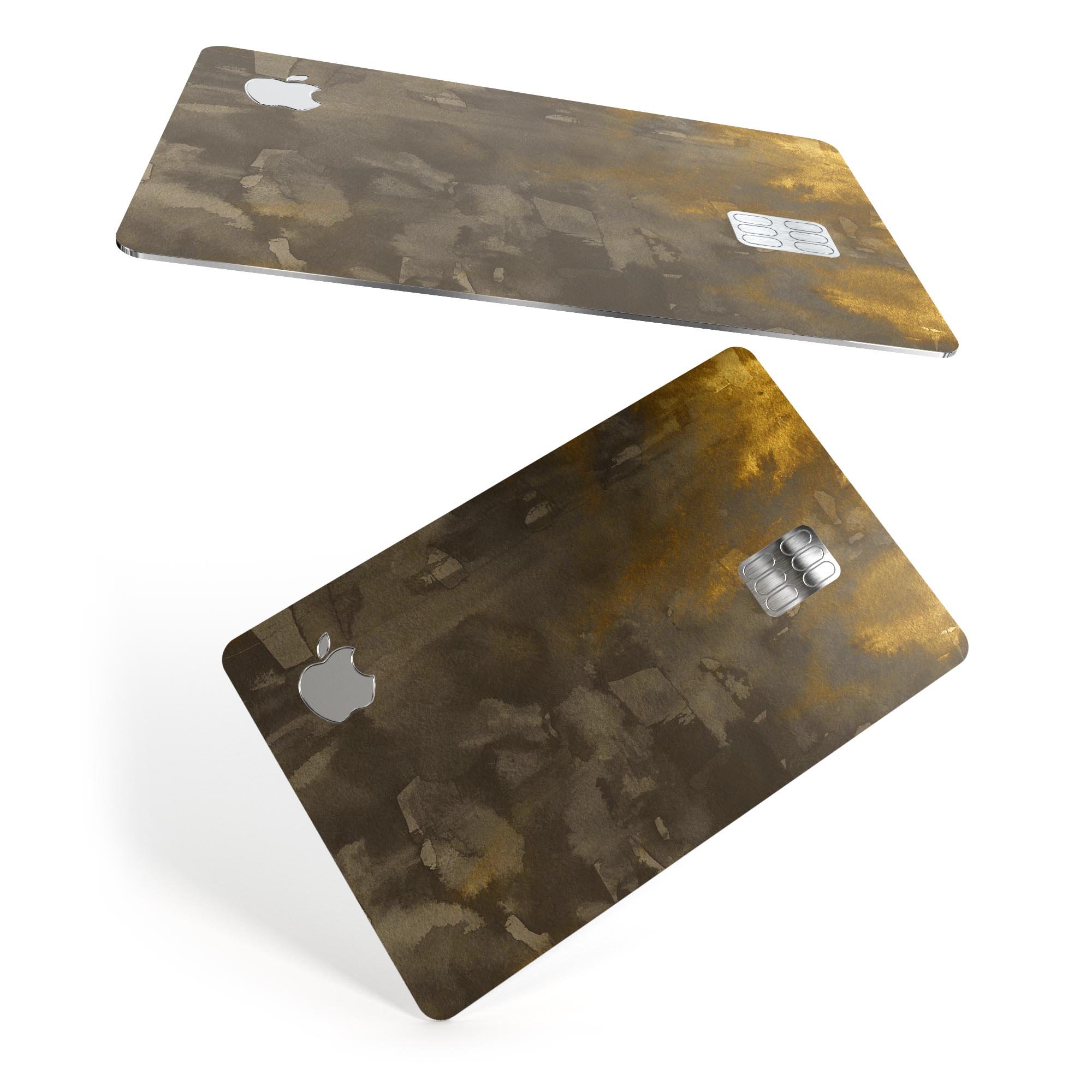 Abstract Golden Fire skin kit for Apple Card, showcasing vibrant design and premium vinyl material.
