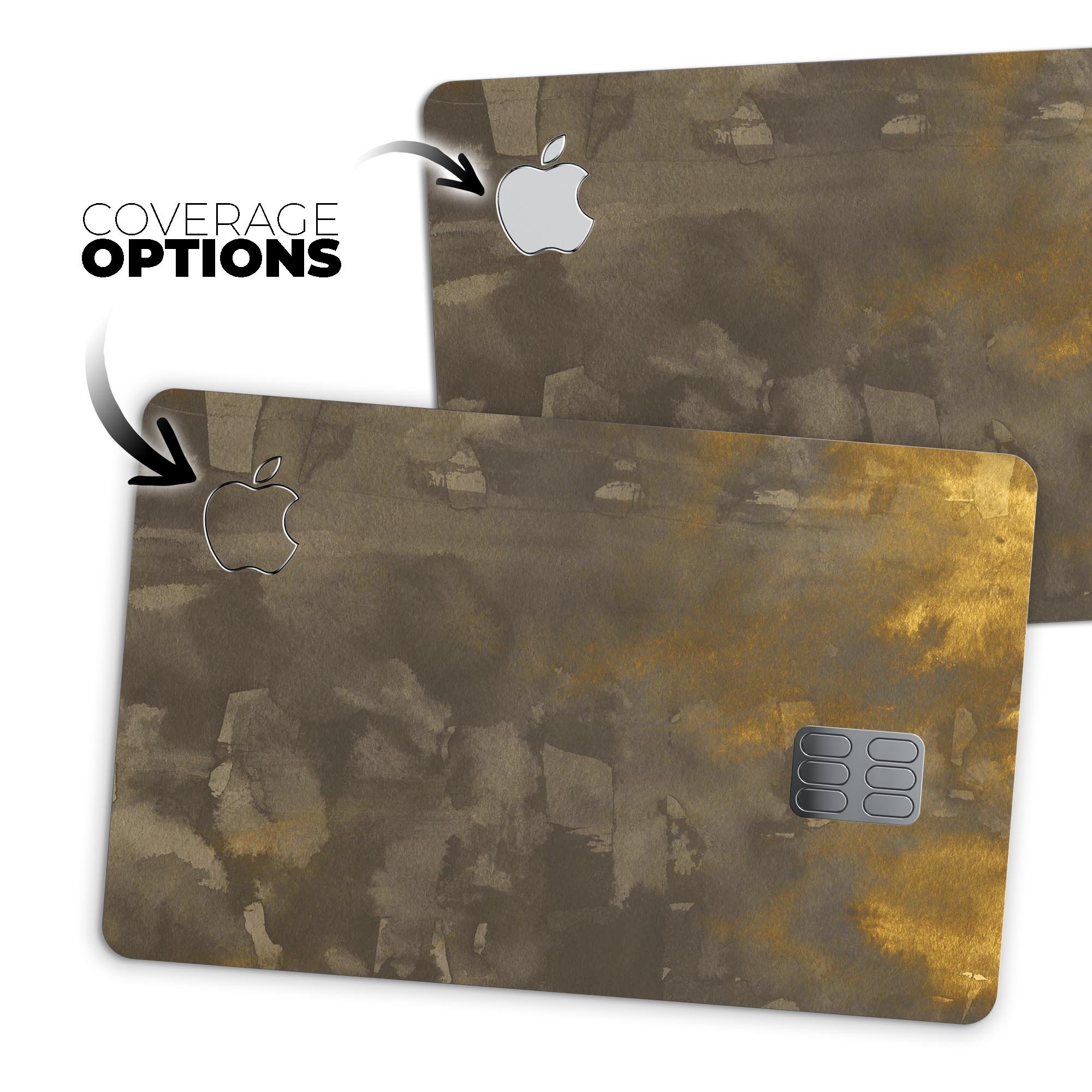 Abstract Golden Fire skin kit for Apple Card, showcasing vibrant design and premium vinyl material.