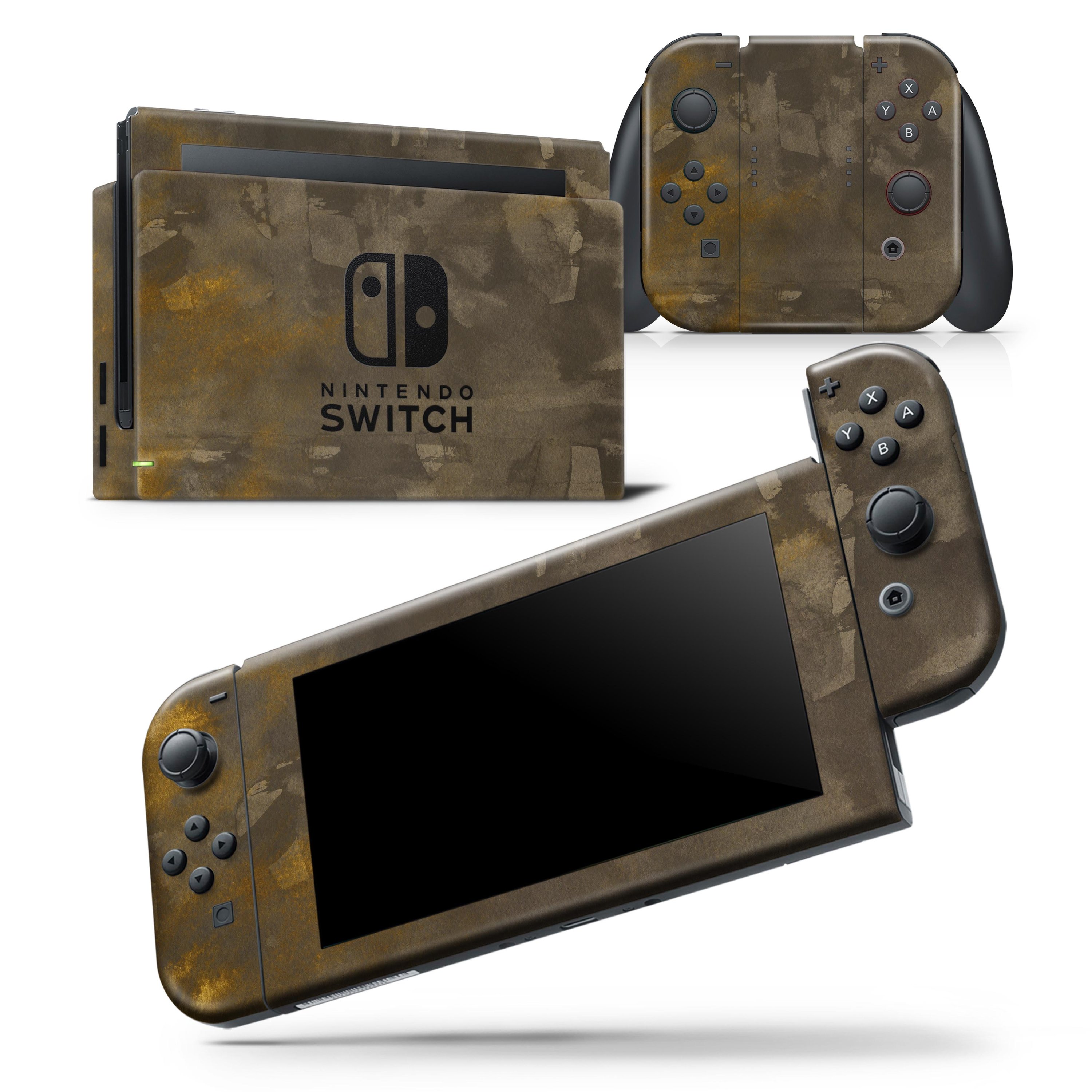 Abstract Golden Fire skin wrap decal for Nintendo Switch, showcasing vibrant colors and a sleek design that fits the console perfectly.