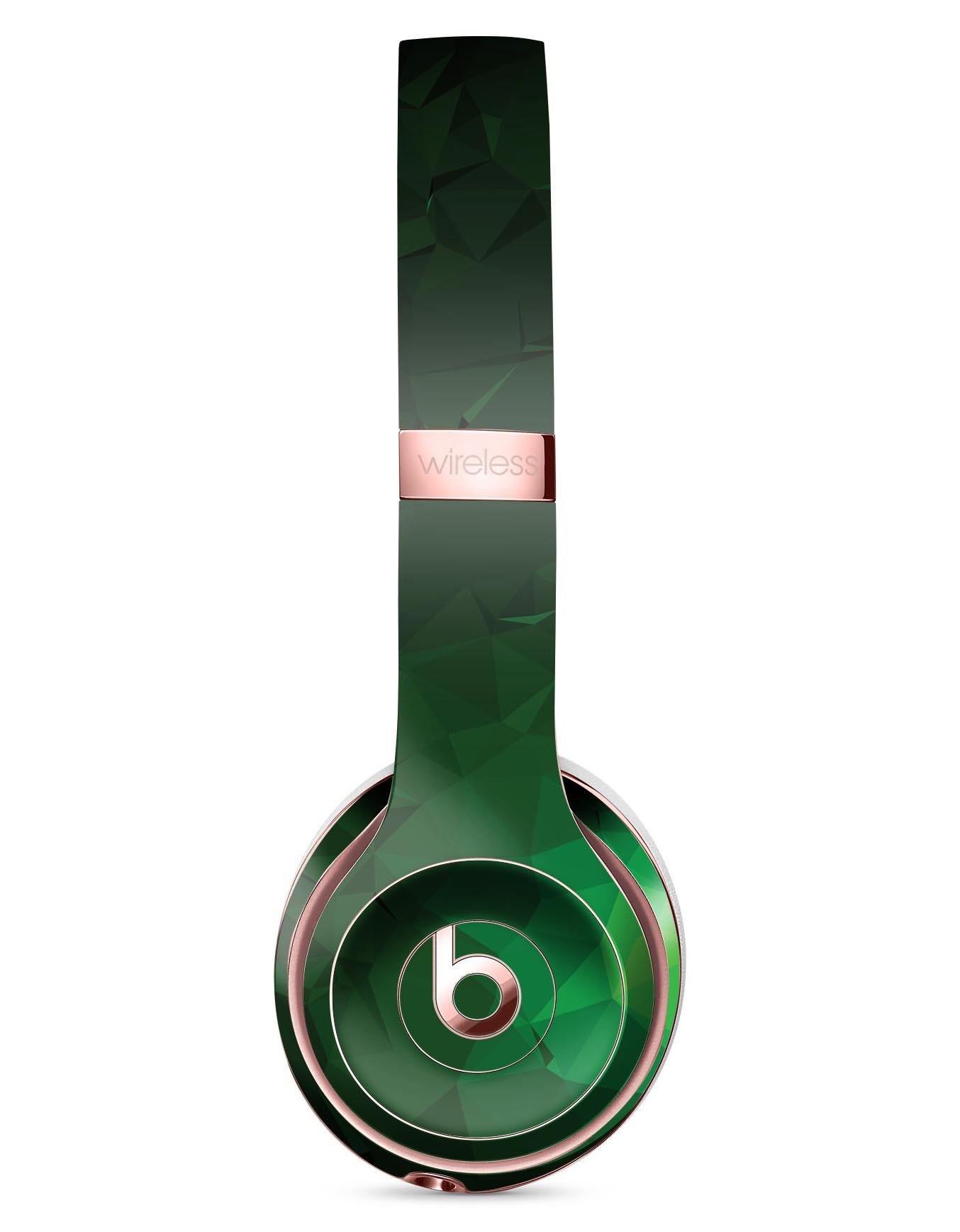 Abstract Green Geometric Shapes Full-Body Skin Kit for Beats by Dre Solo 3 Wireless Headphones, showcasing vibrant colors and unique patterns.