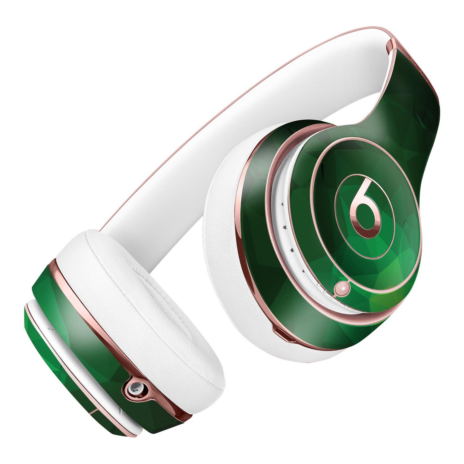 Abstract Green Geometric Shapes Full-Body Skin Kit for Beats by Dre Solo 3 Wireless Headphones, showcasing vibrant colors and unique patterns.